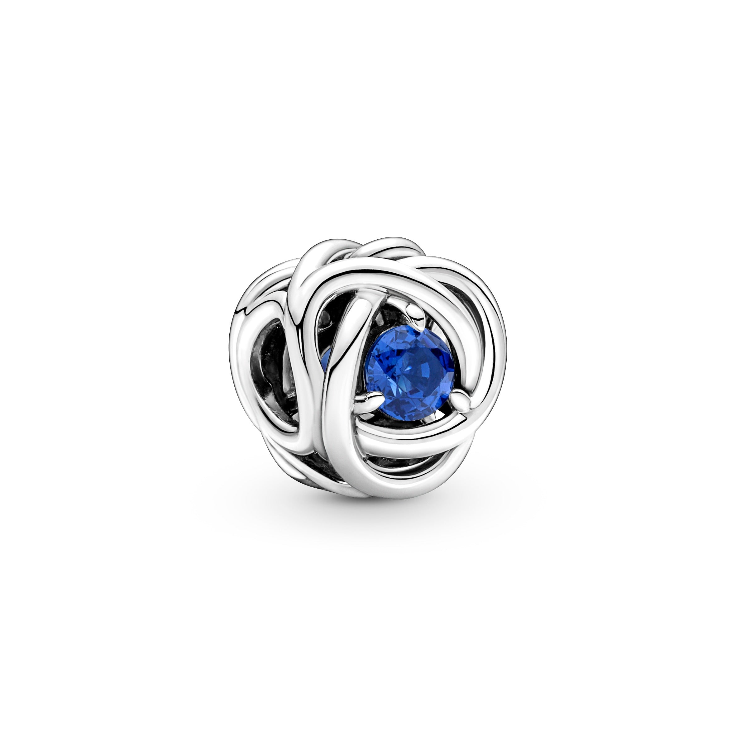 Sterling Silver Charm With Princess Blue Crystal