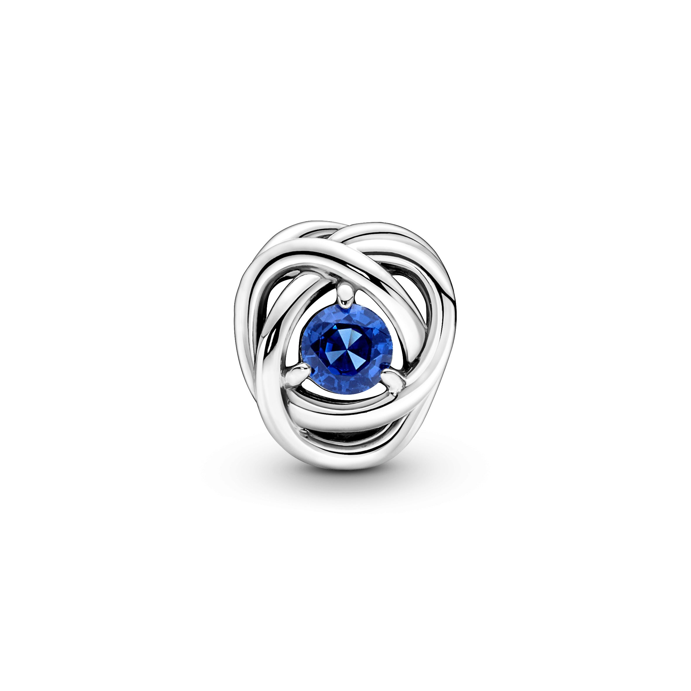Sterling Silver Charm With Princess Blue Crystal