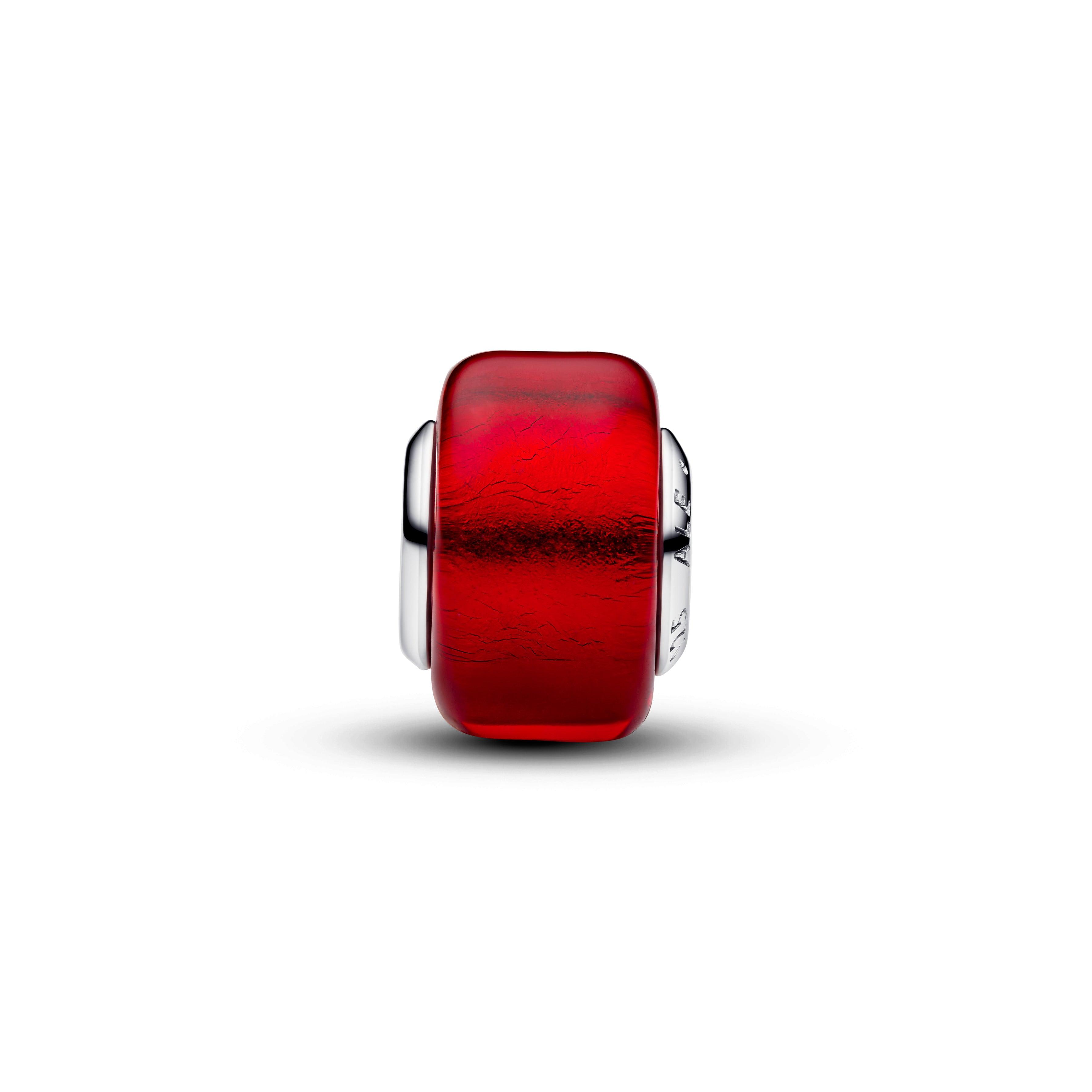 Sterling Silver Charm With Red Murano Glass And Gold Foil