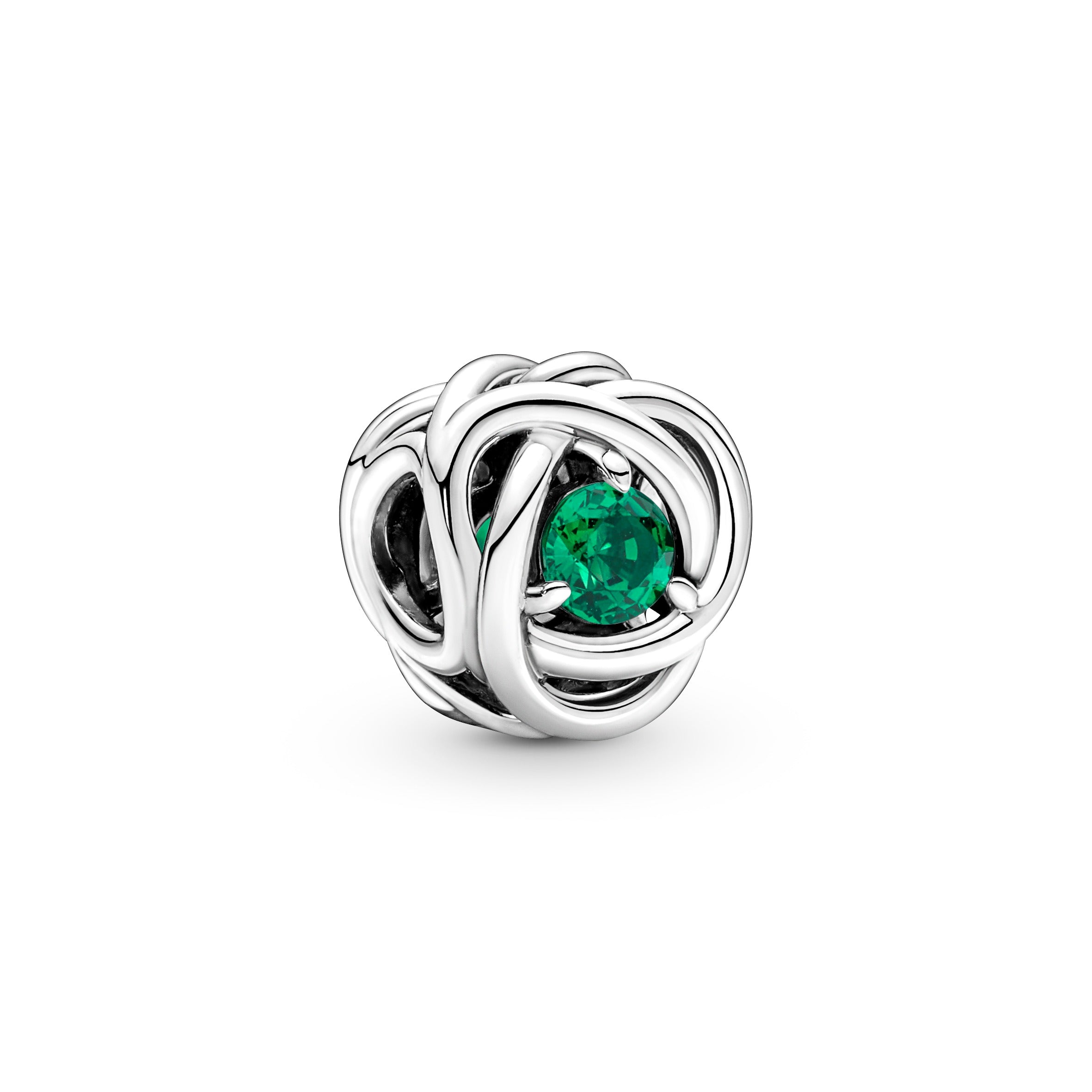 Sterling Silver Charm With Royal Green Crystal