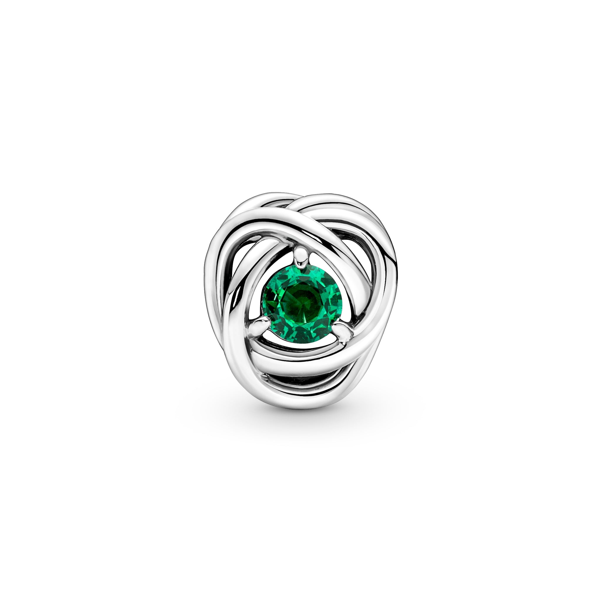 Sterling Silver Charm With Royal Green Crystal