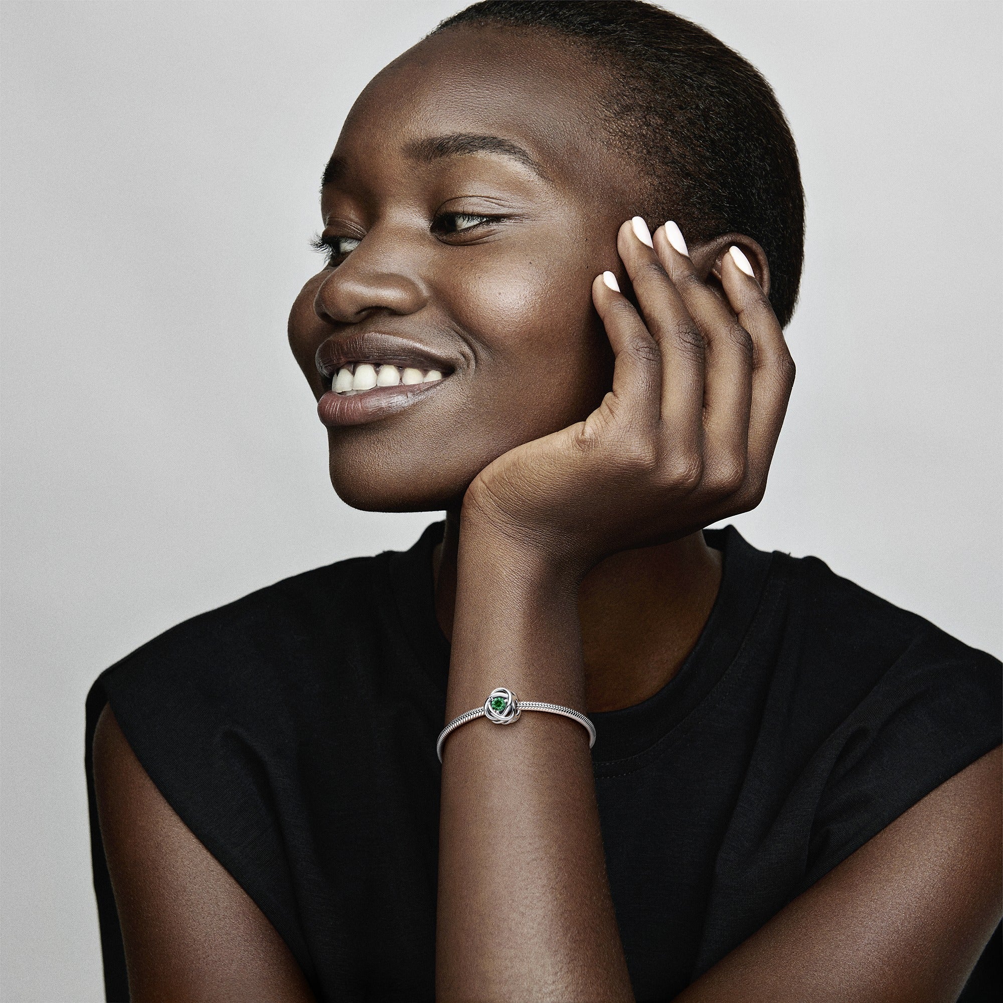 Sterling Silver Charm With Royal Green Crystal