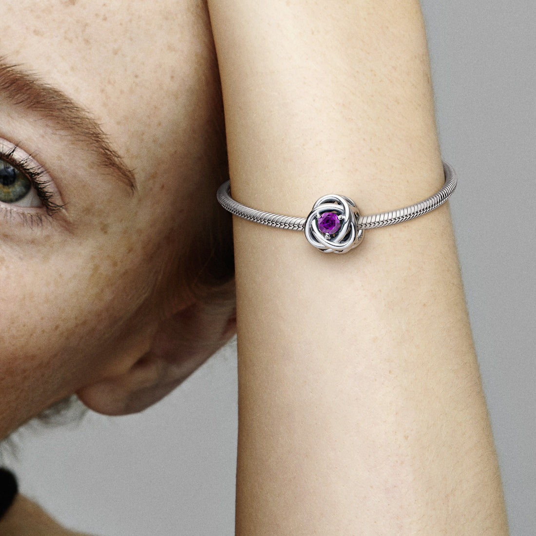 Sterling Silver Charm With Sweet Grape Purple Crystal