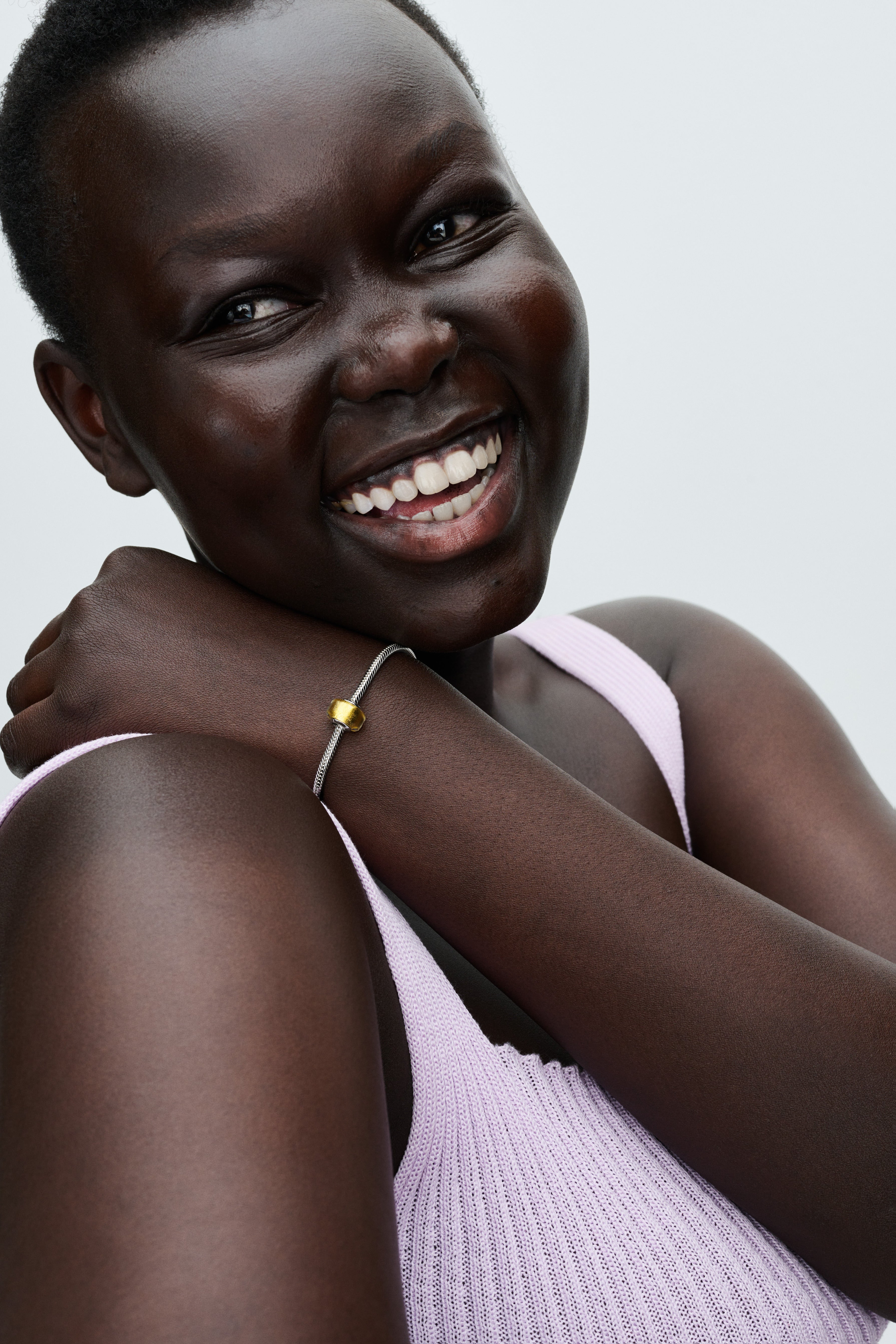 Sterling Silver Charm With Transparent Murano Glass And 24K Gold Foil