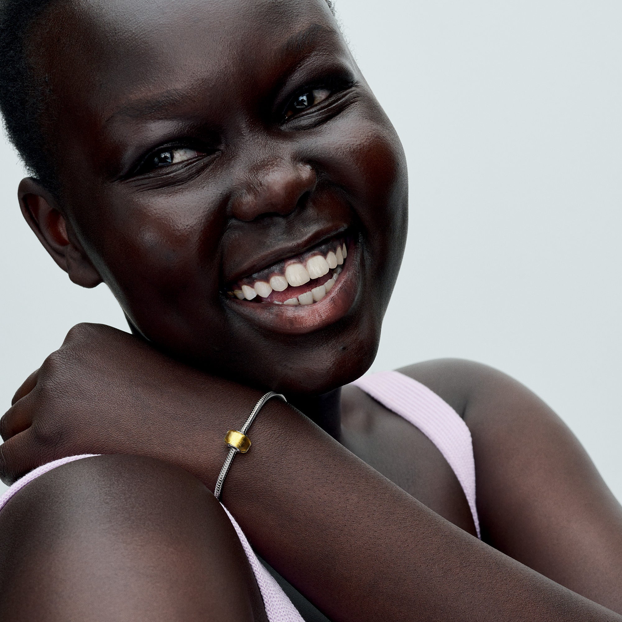 Sterling Silver Charm With Transparent Murano Glass And 24K Gold Foil