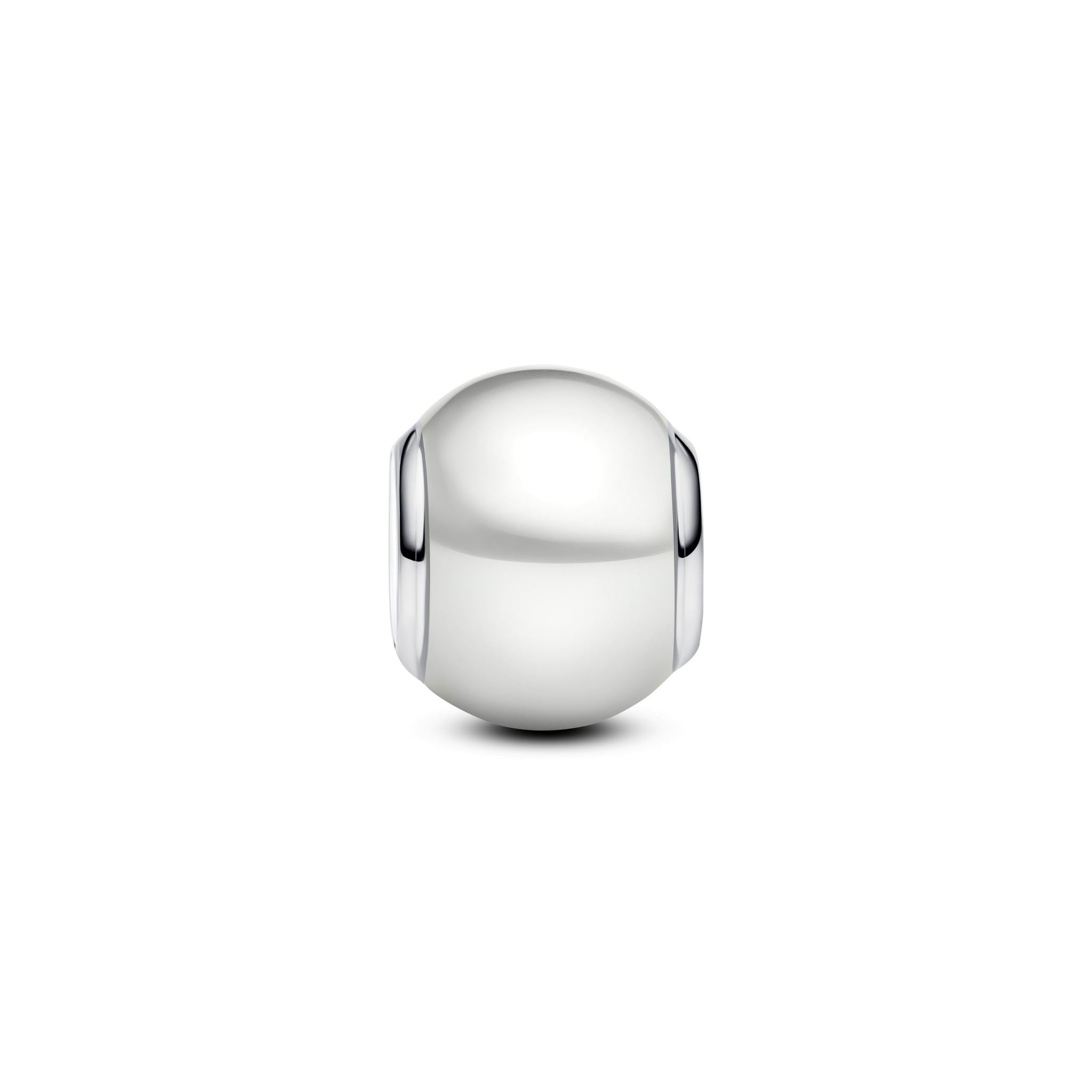 Sterling Silver Charm With White Lacquered Artificial Pearl