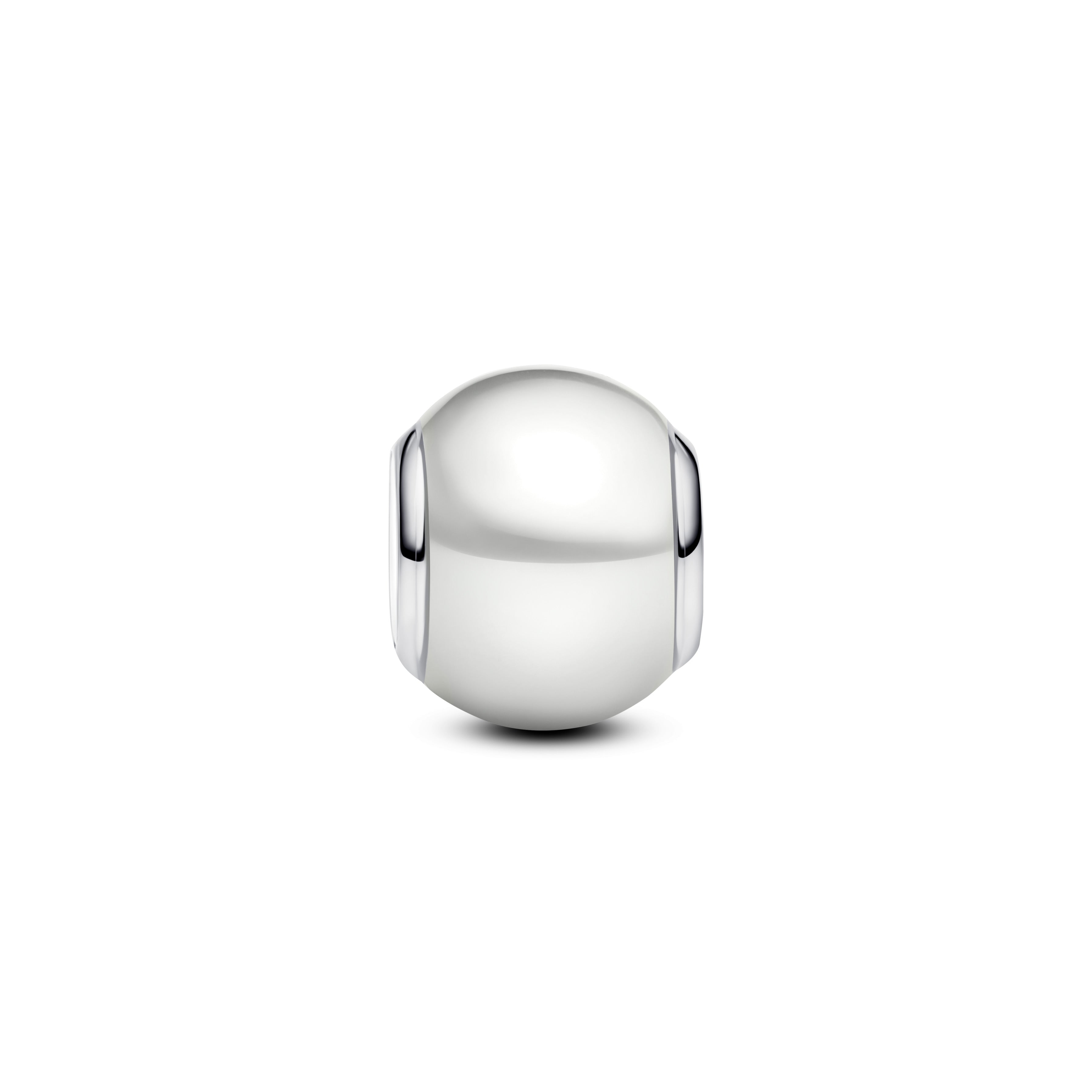 Sterling Silver Charm With White Lacquered Artificial Pearl