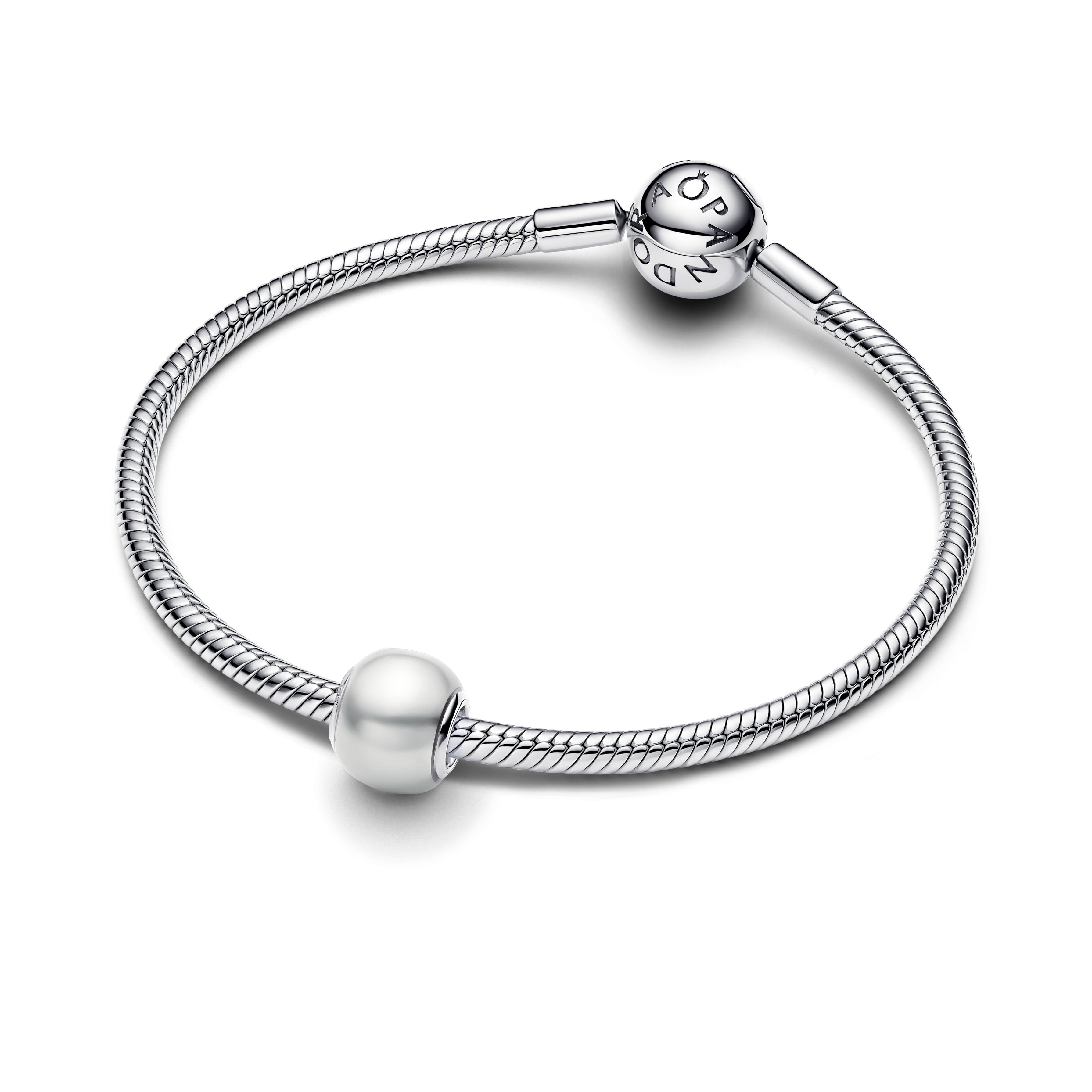 Sterling Silver Charm With White Lacquered Artificial Pearl