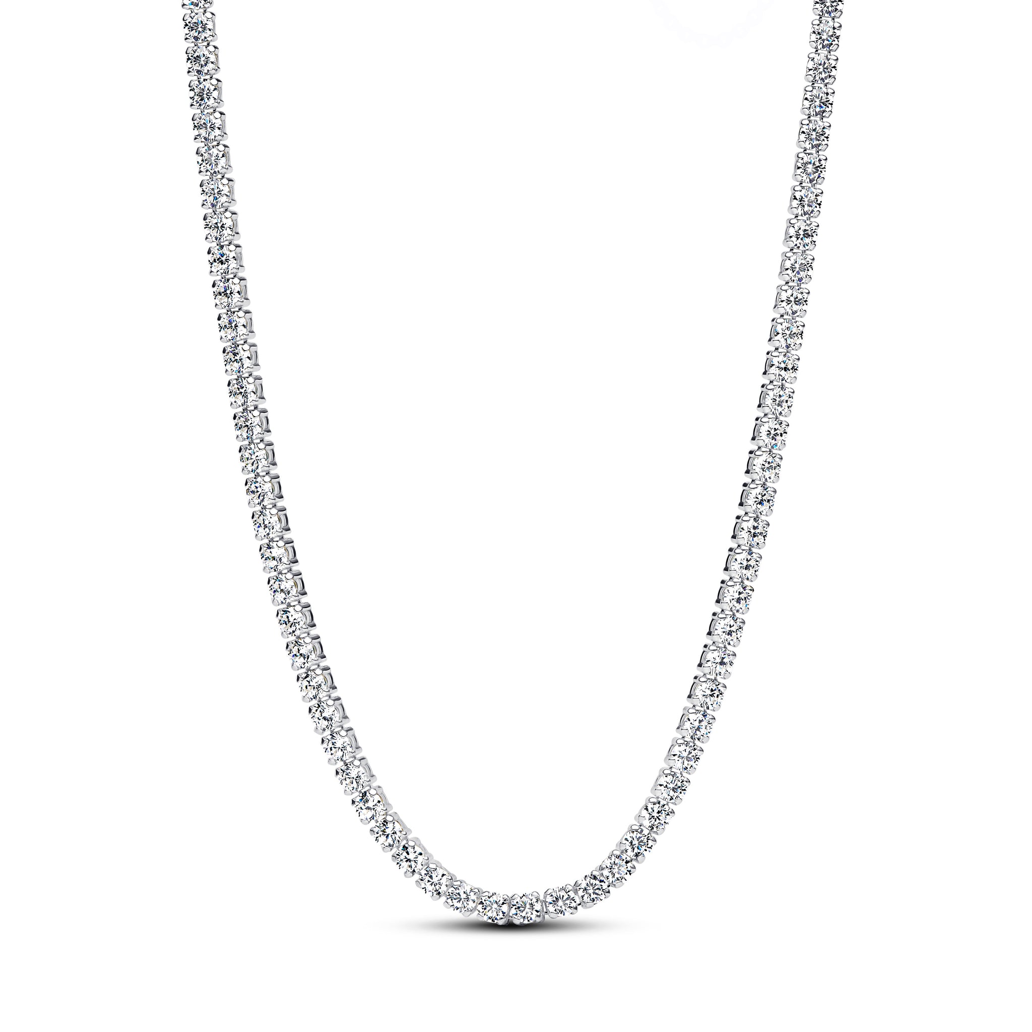 Sterling Silver Choker With Clear Cubic Zirconia And Sliding Clasp
