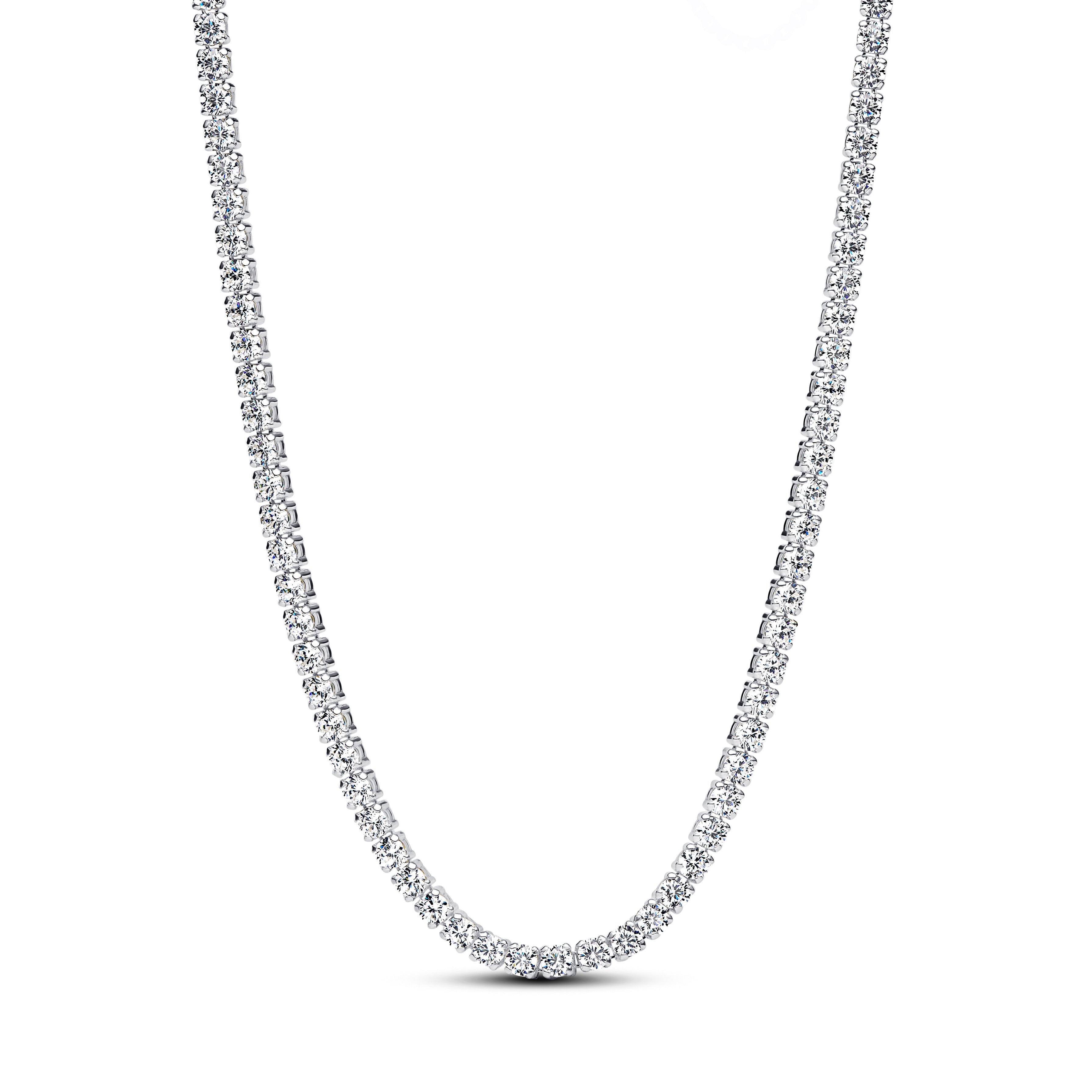 Sterling Silver Choker With Clear Cubic Zirconia And Sliding Clasp