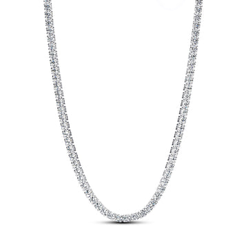 Sterling Silver Choker With Clear Cubic Zirconia And Sliding Clasp
