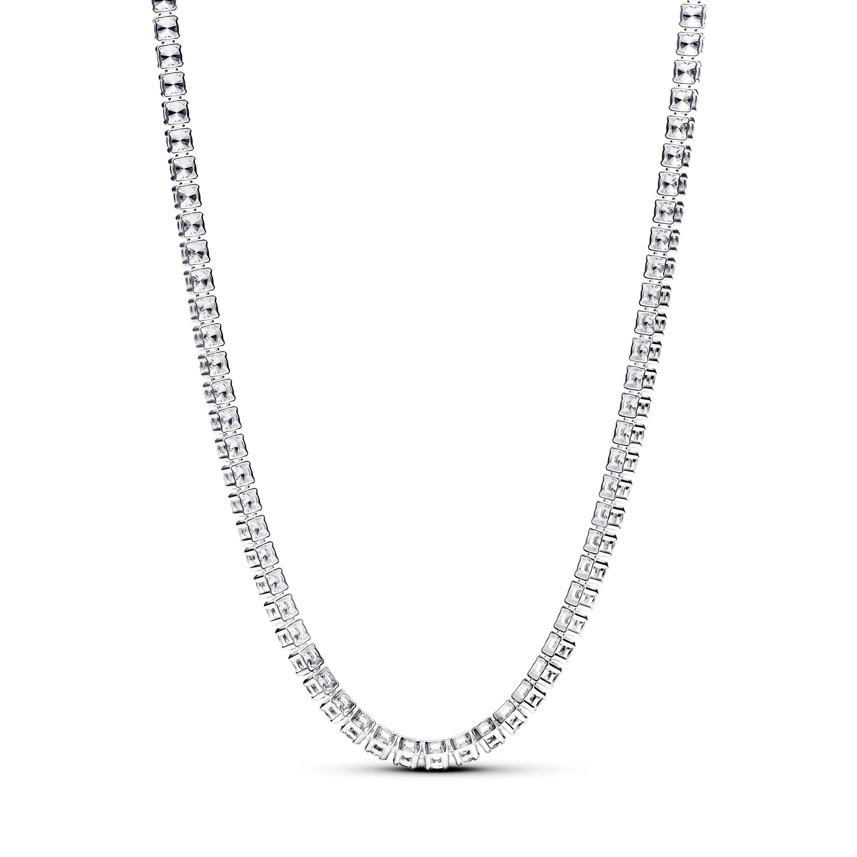Sterling Silver Choker With Clear Cubic Zirconia And Sliding Clasp