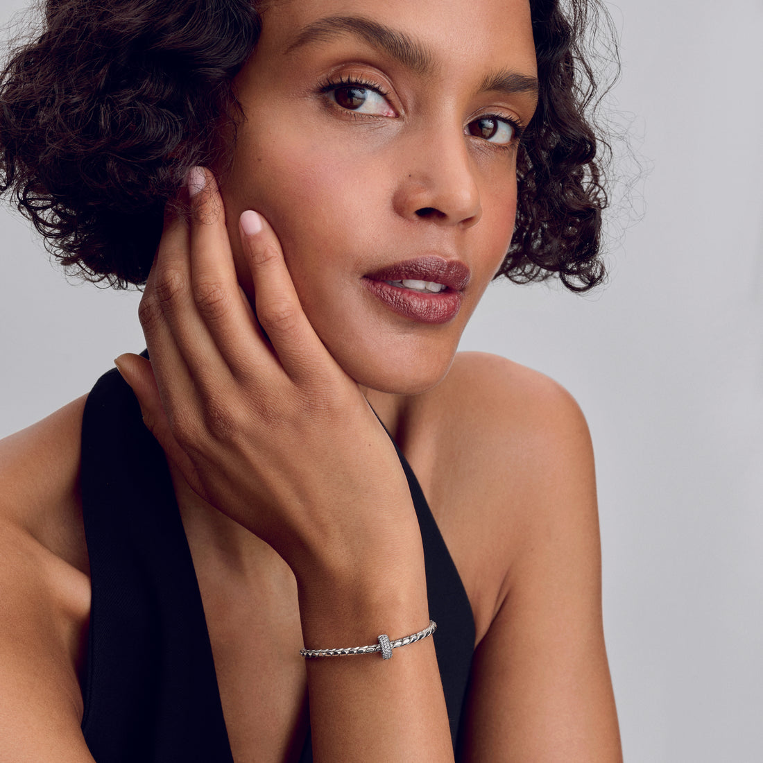 Sterling Silver Clip With Clear Cubic Zirconia And Silicone Grip