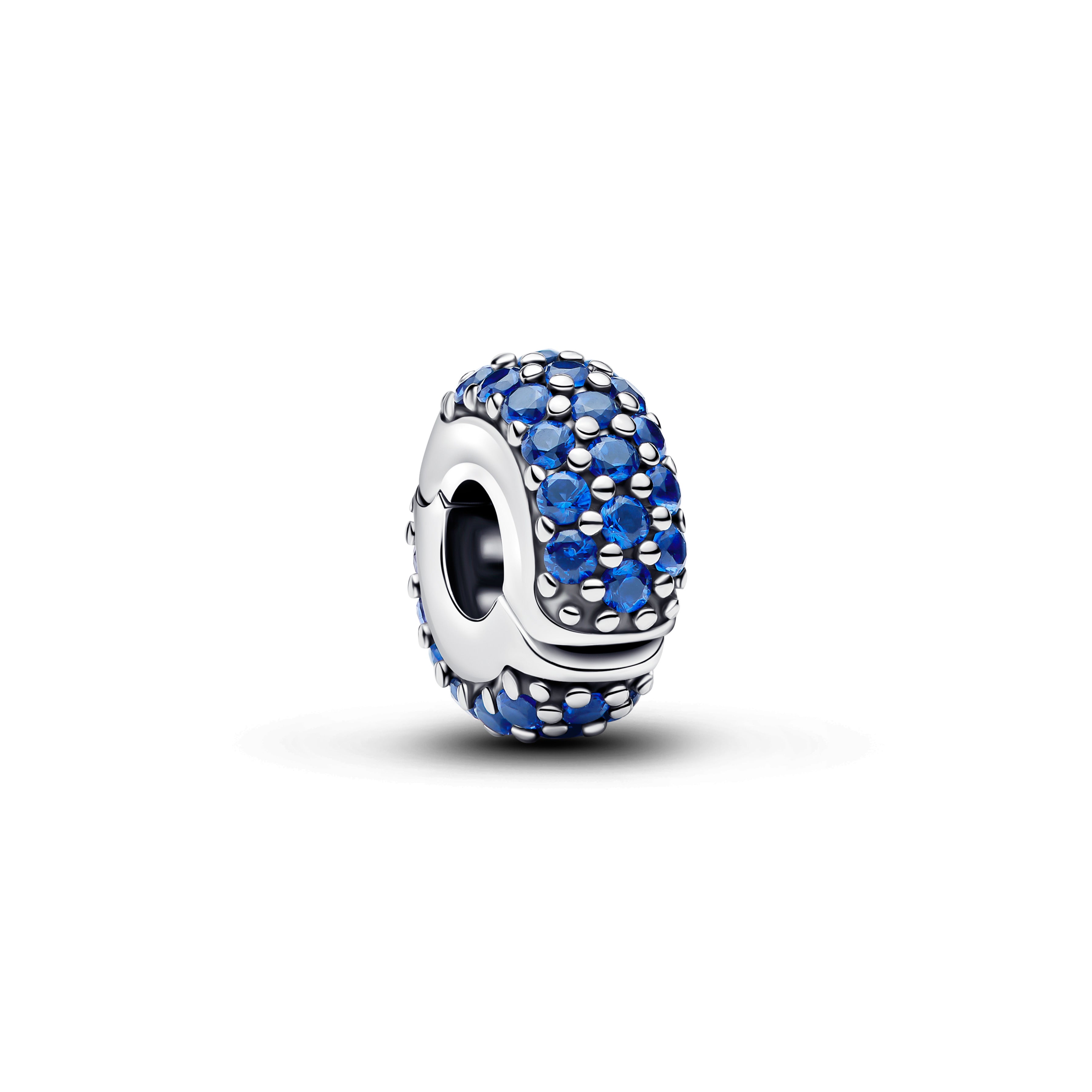 Sterling Silver Clip With Royal Blue Crystal And Silicone Grip
