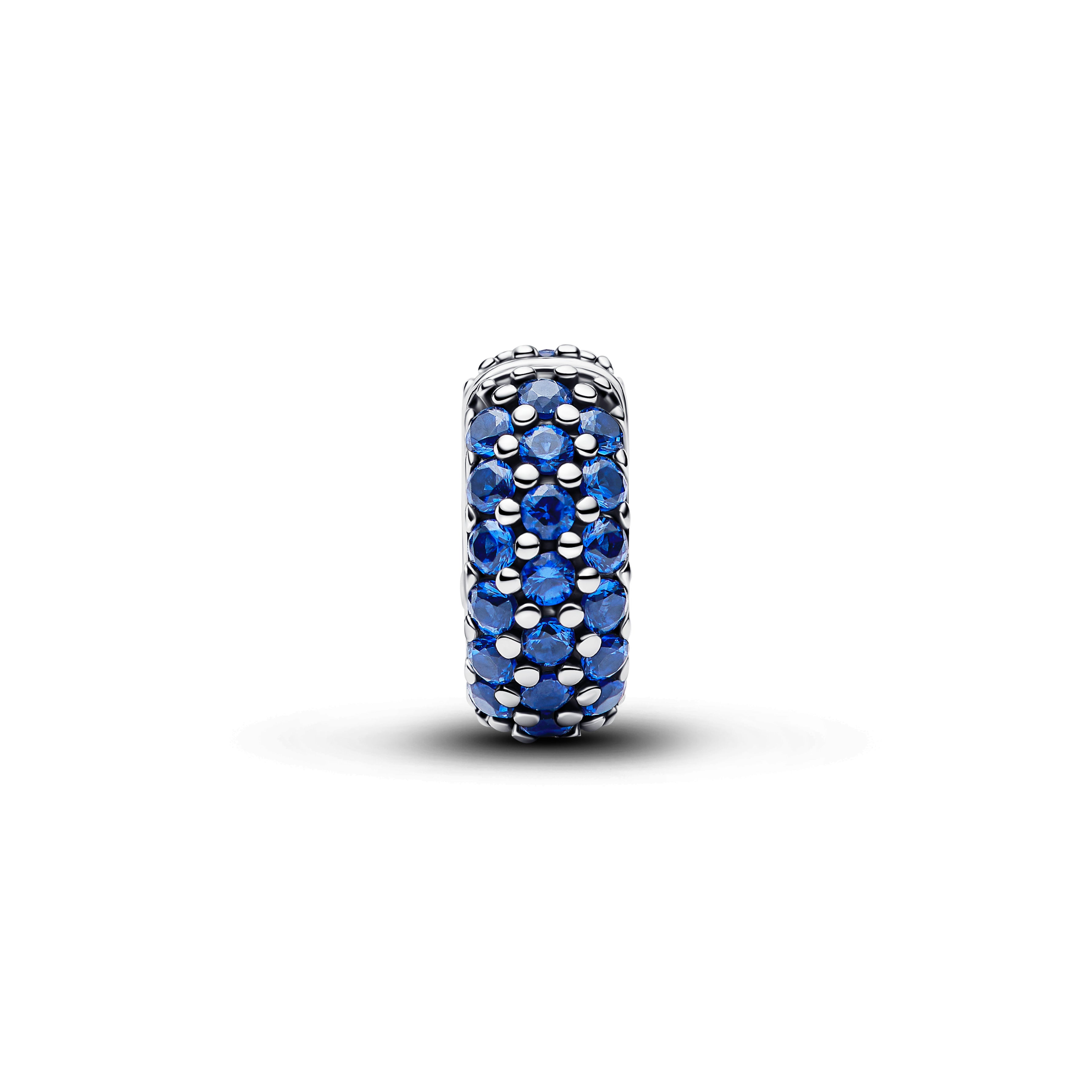 Sterling Silver Clip With Royal Blue Crystal And Silicone Grip