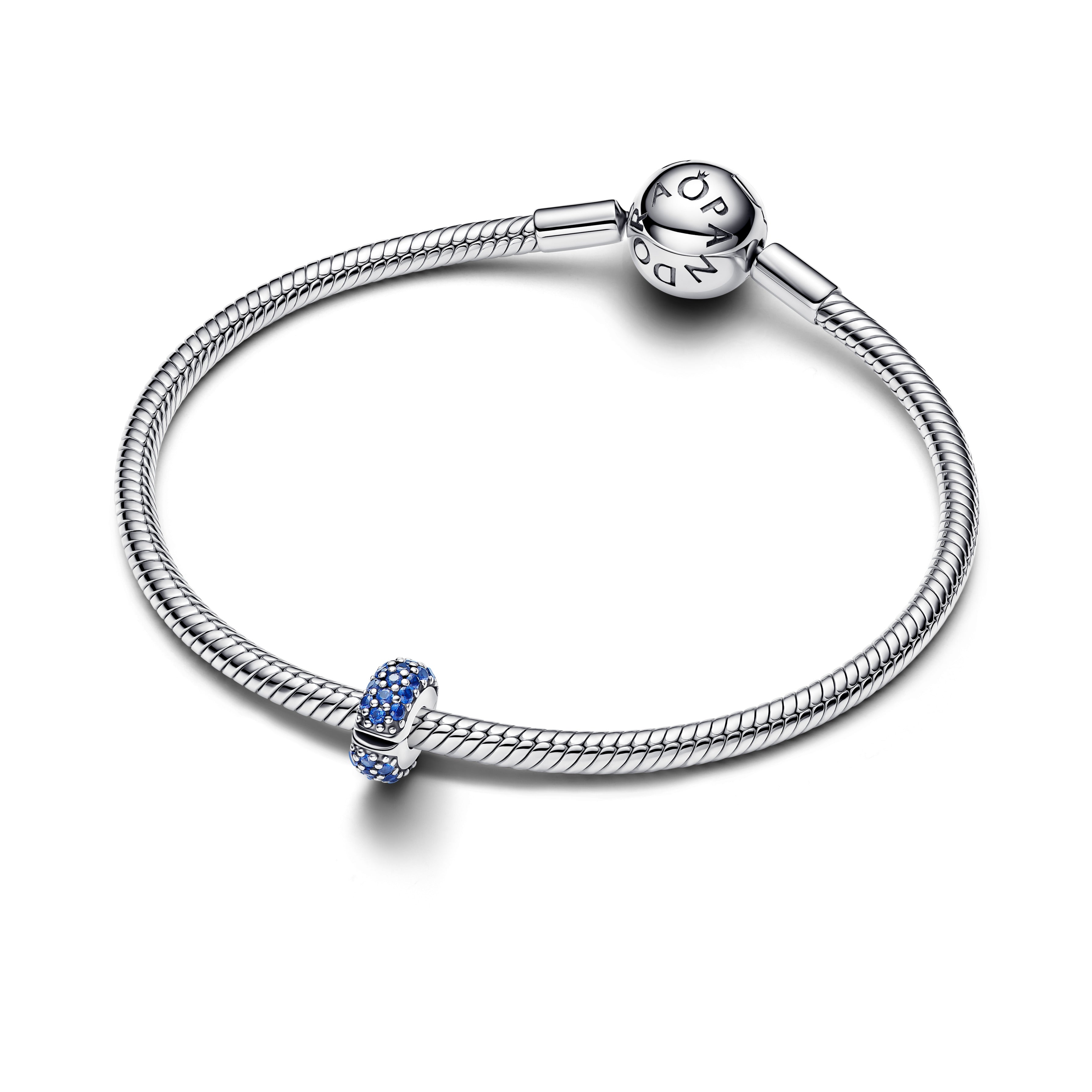 Sterling Silver Clip With Royal Blue Crystal And Silicone Grip