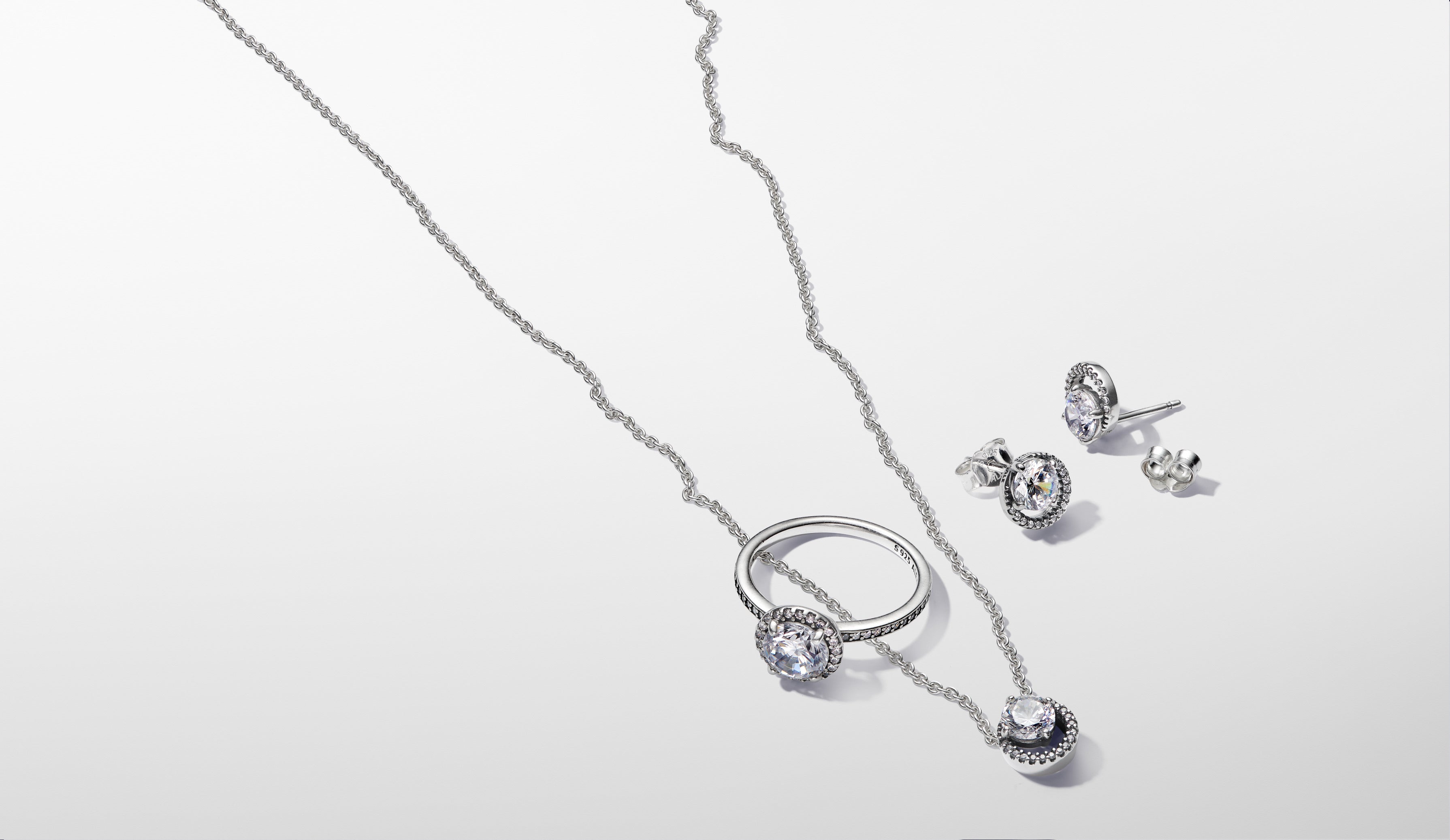 Sterling Silver Collier With Clear Cubic Zirconia