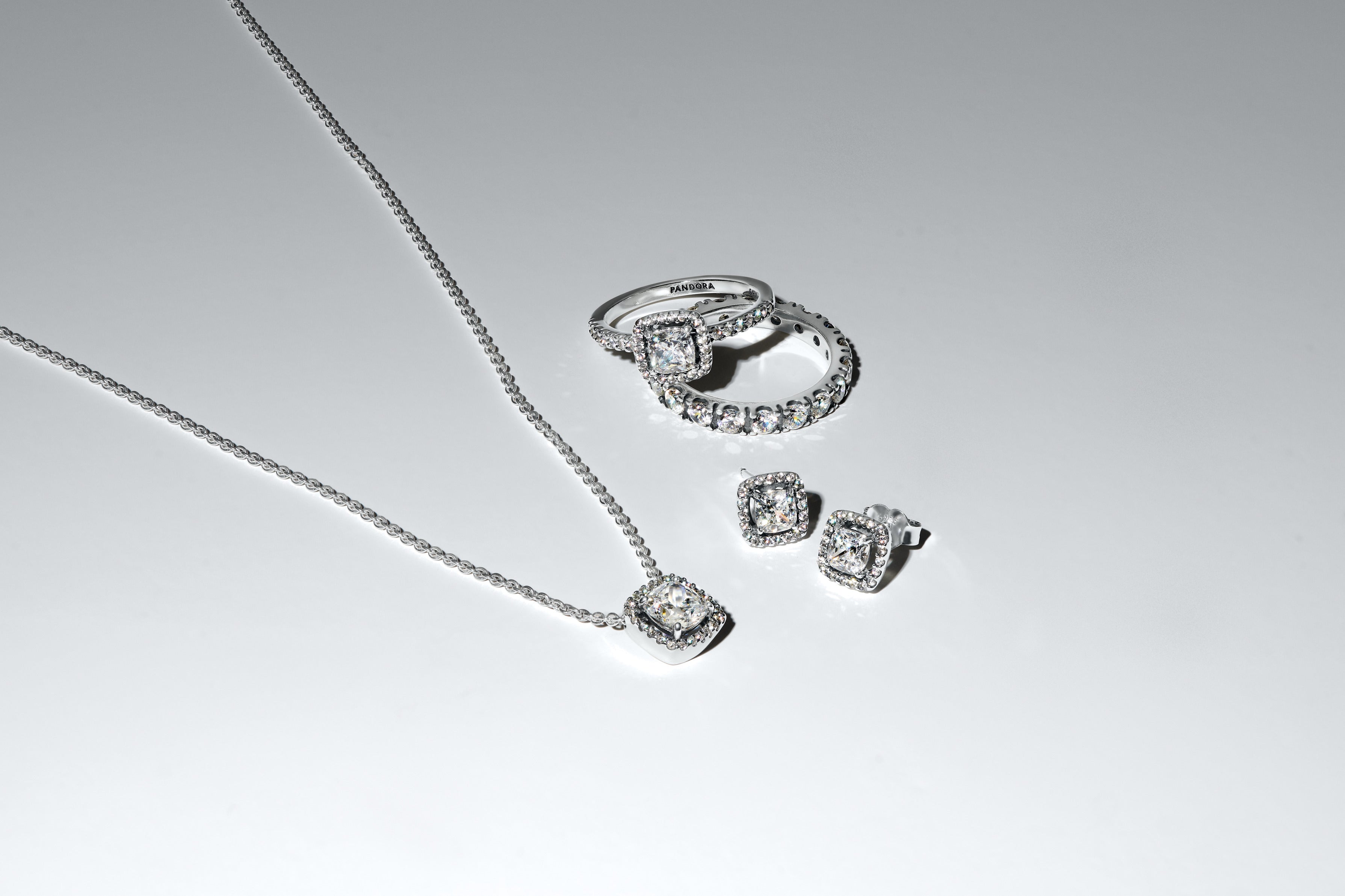 Sterling Silver Collier With Clear Cubic Zirconia
