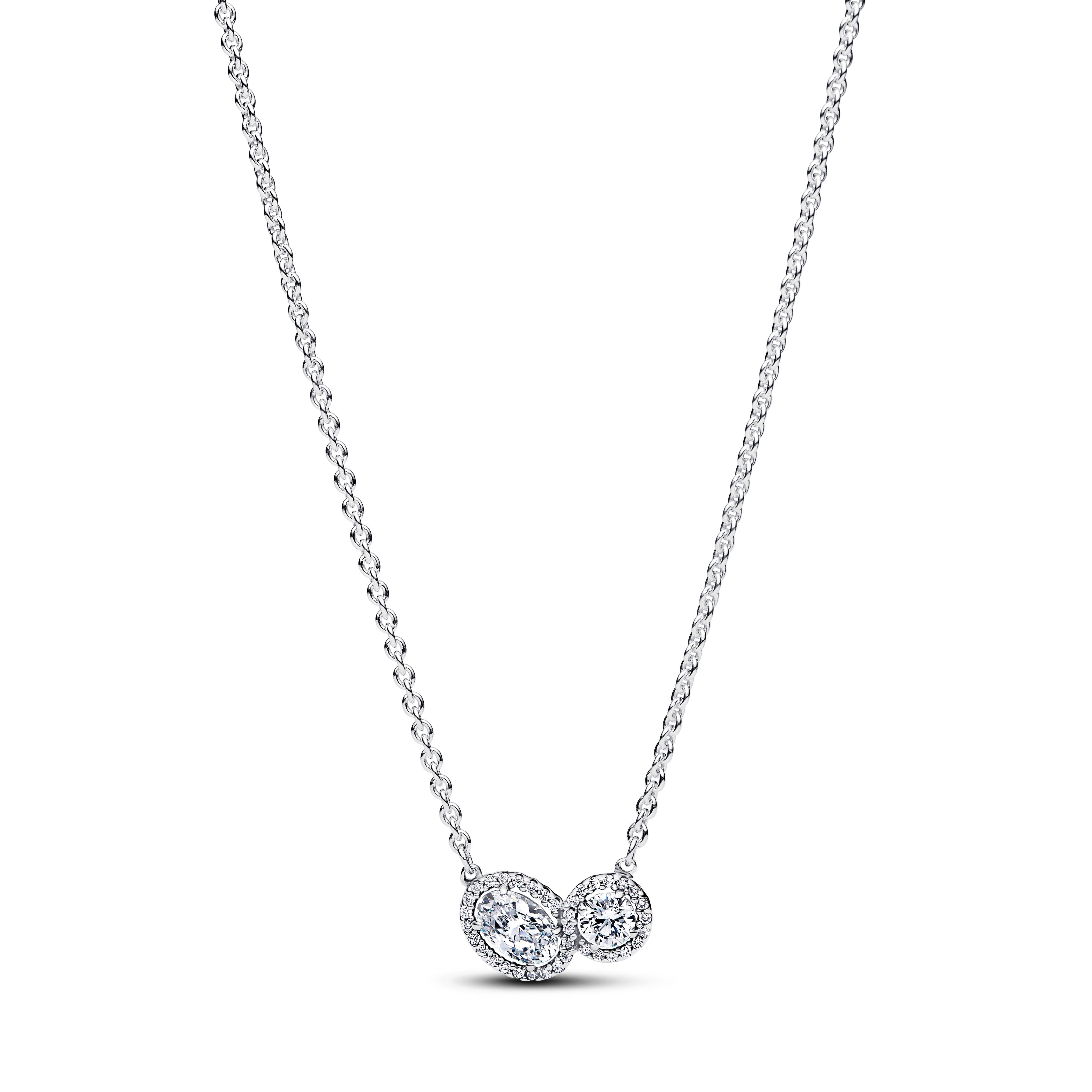 Sterling Silver Collier With Clear Cubic Zirconia