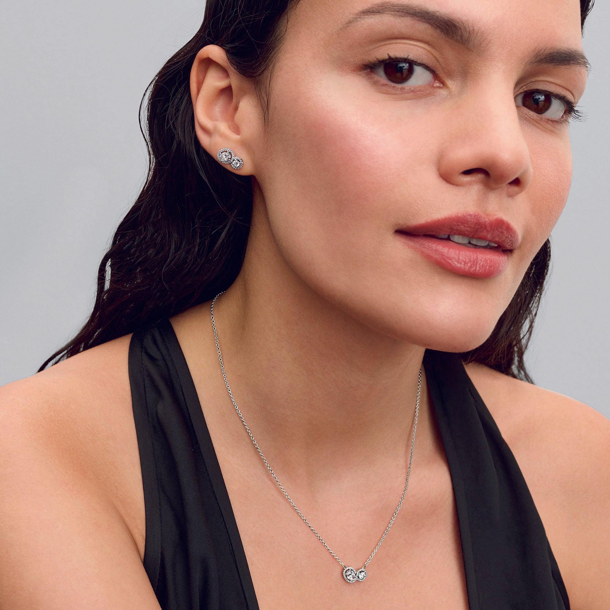 Sterling Silver Collier With Clear Cubic Zirconia