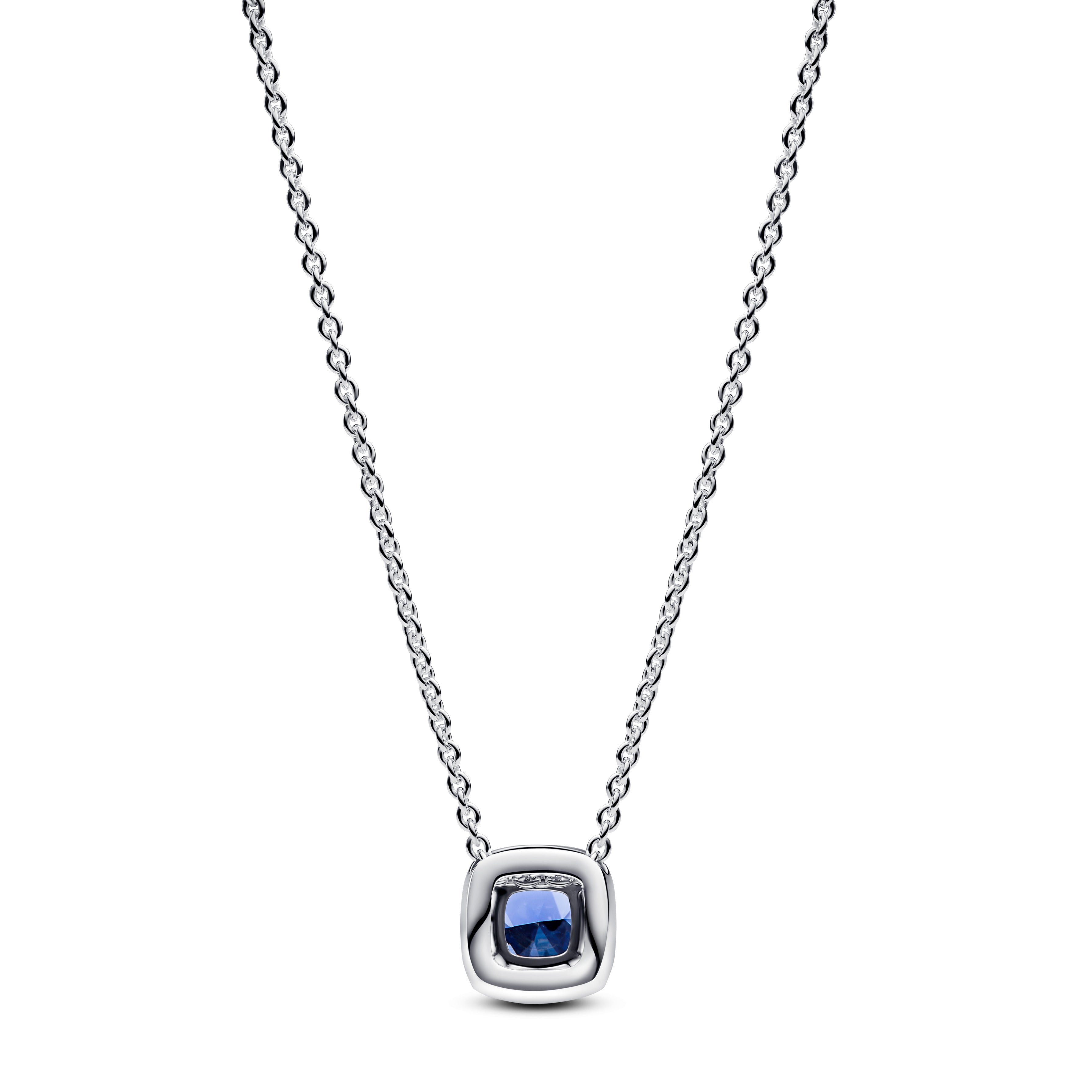 Sterling Silver Collier With Cornflower Blue Crystal And Clear Cubic Zirconia
