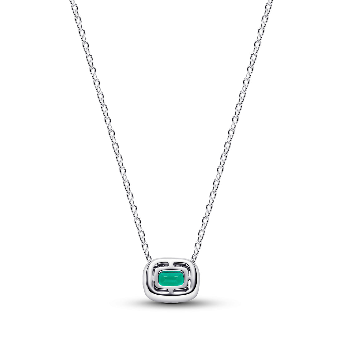Sterling Silver Collier With Royal Green Crystal And Clear Cubic Zirconia