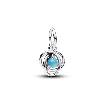 Sterling Silver Dangle With Capri Blue Crystal And Clear Cubic Zirconia