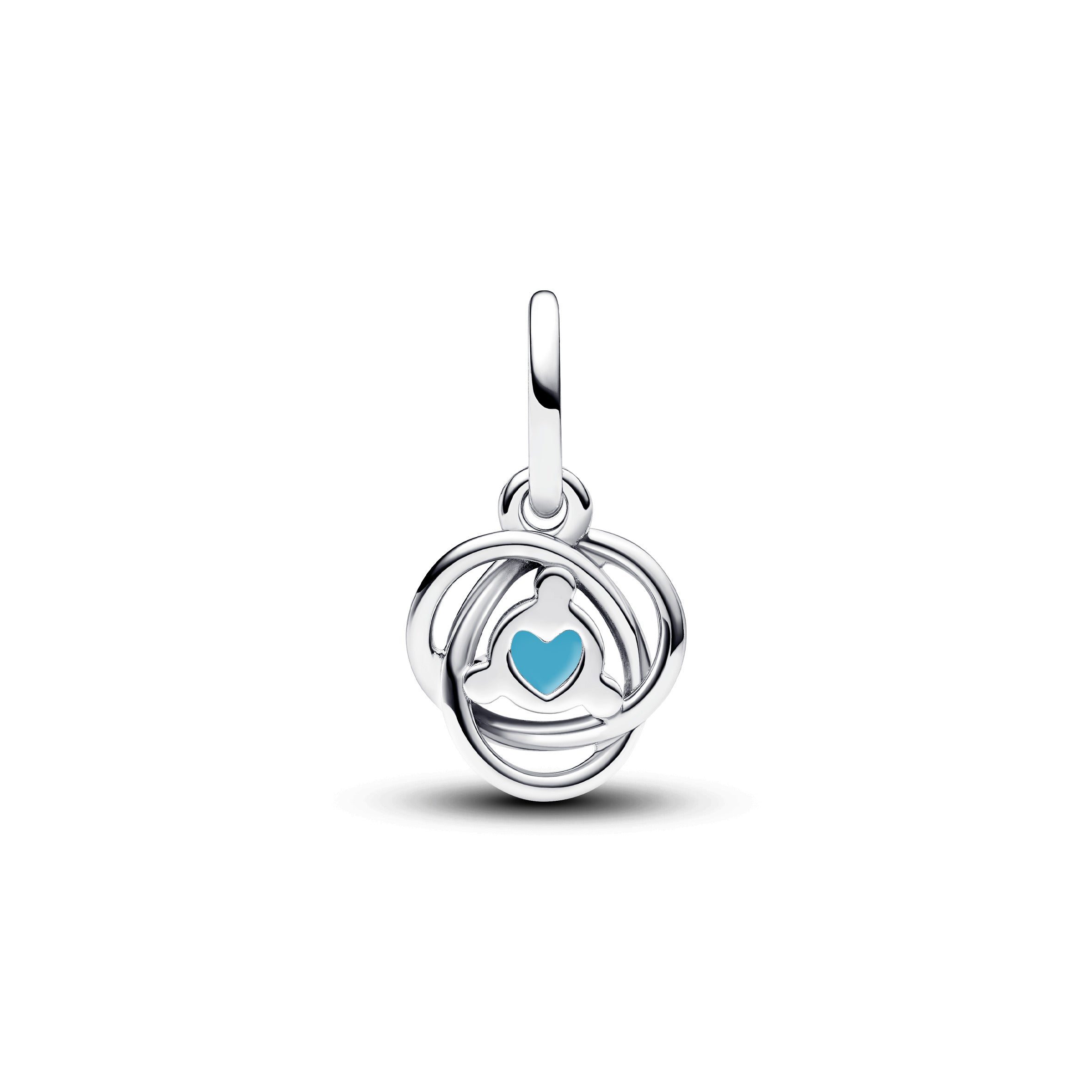 Sterling Silver Dangle With Capri Blue Crystal And Clear Cubic Zirconia