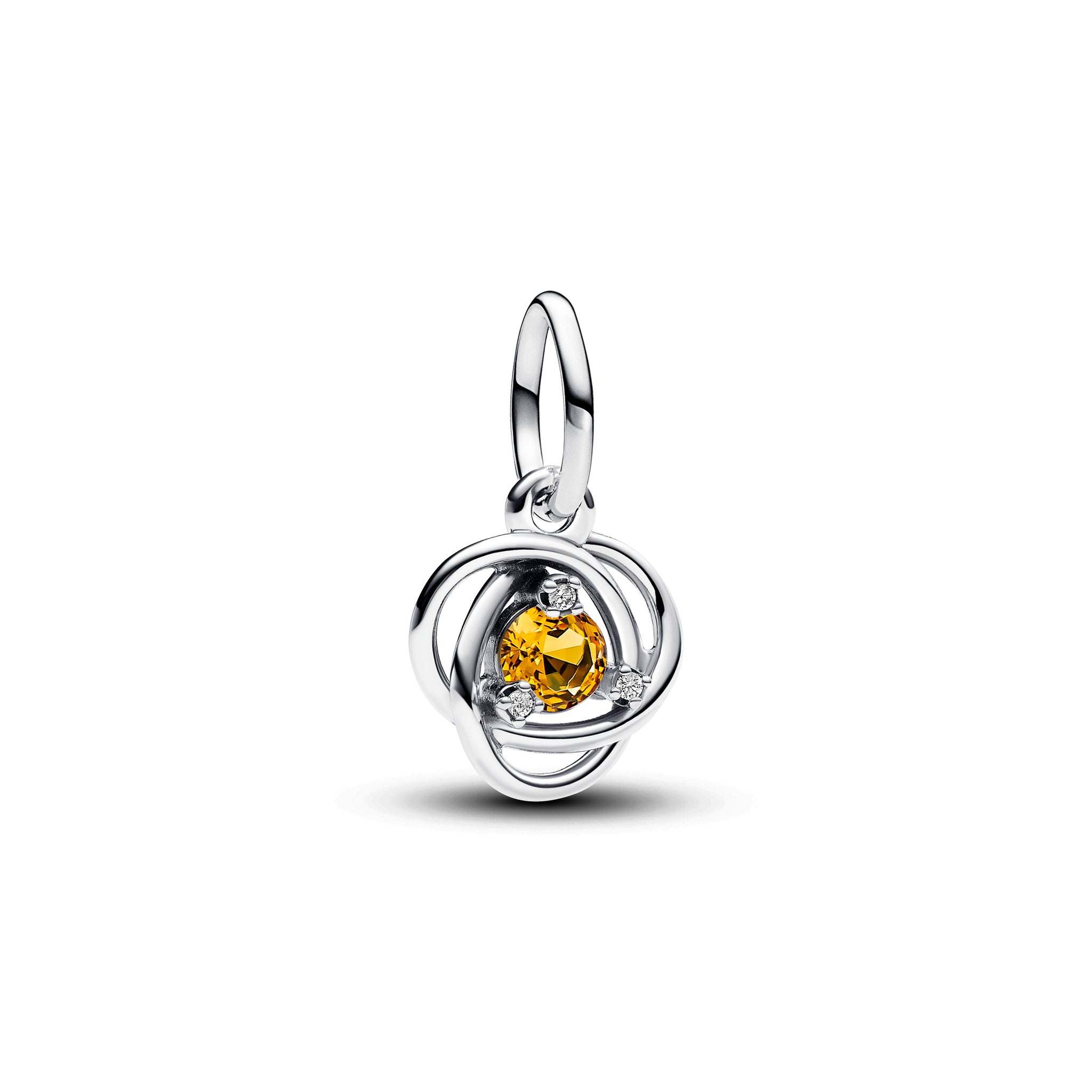 Sterling Silver Dangle With Honey Coloured Crystal And Clear Cubic Zirconia