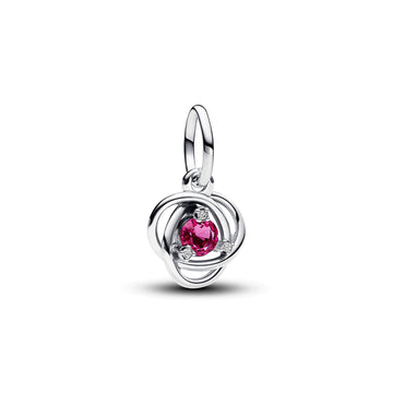 Sterling Silver Dangle With Phlox Pink Crystal And Clear Cubic Zirconia
