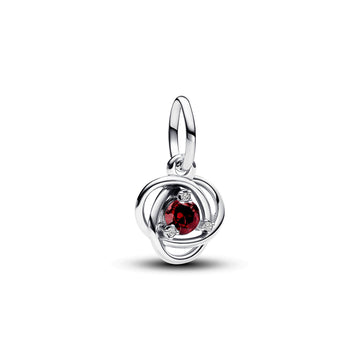 Sterling Silver Dangle With Salsa Red Crystal And Clear Cubic Zirconia