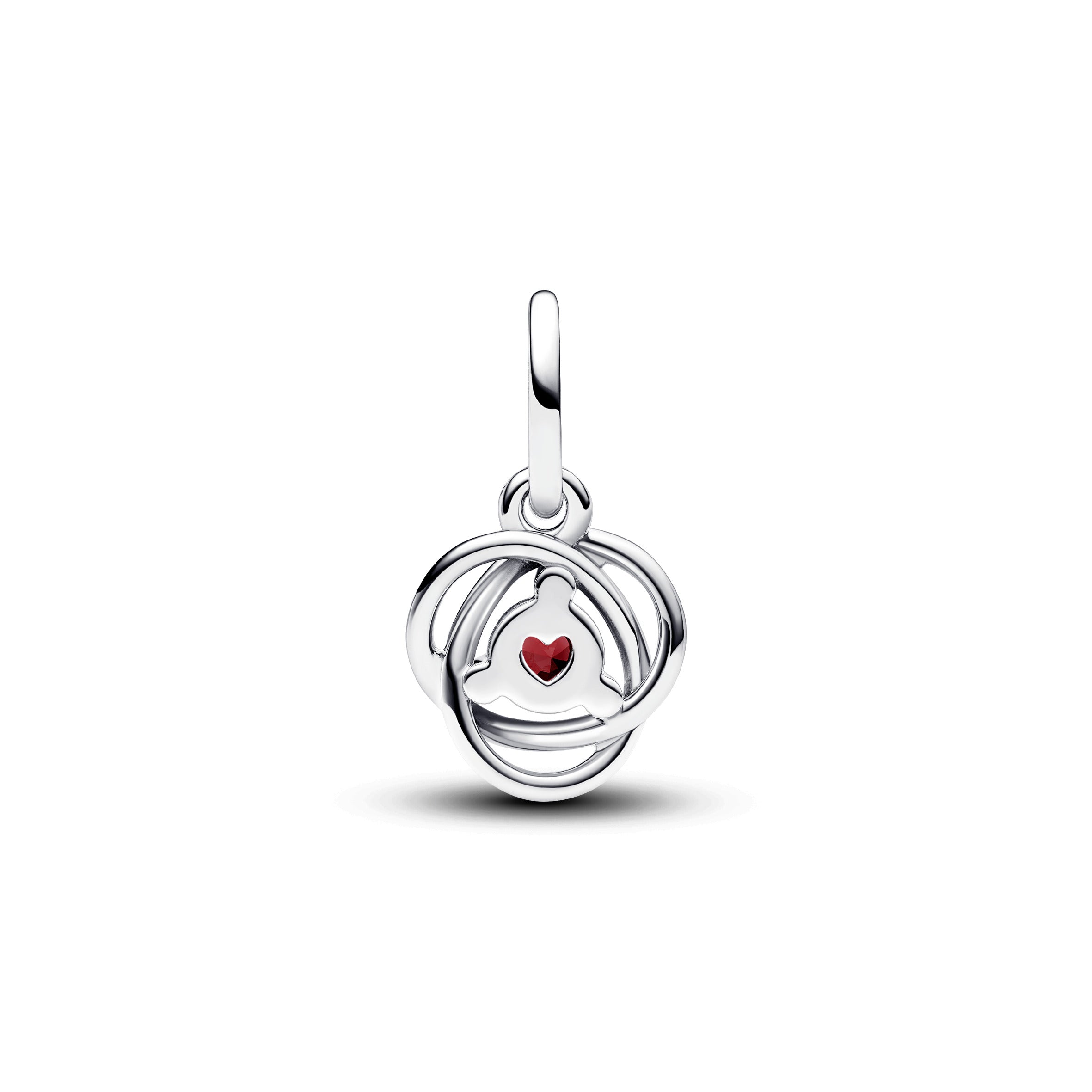 Sterling Silver Dangle With Salsa Red Crystal And Clear Cubic Zirconia