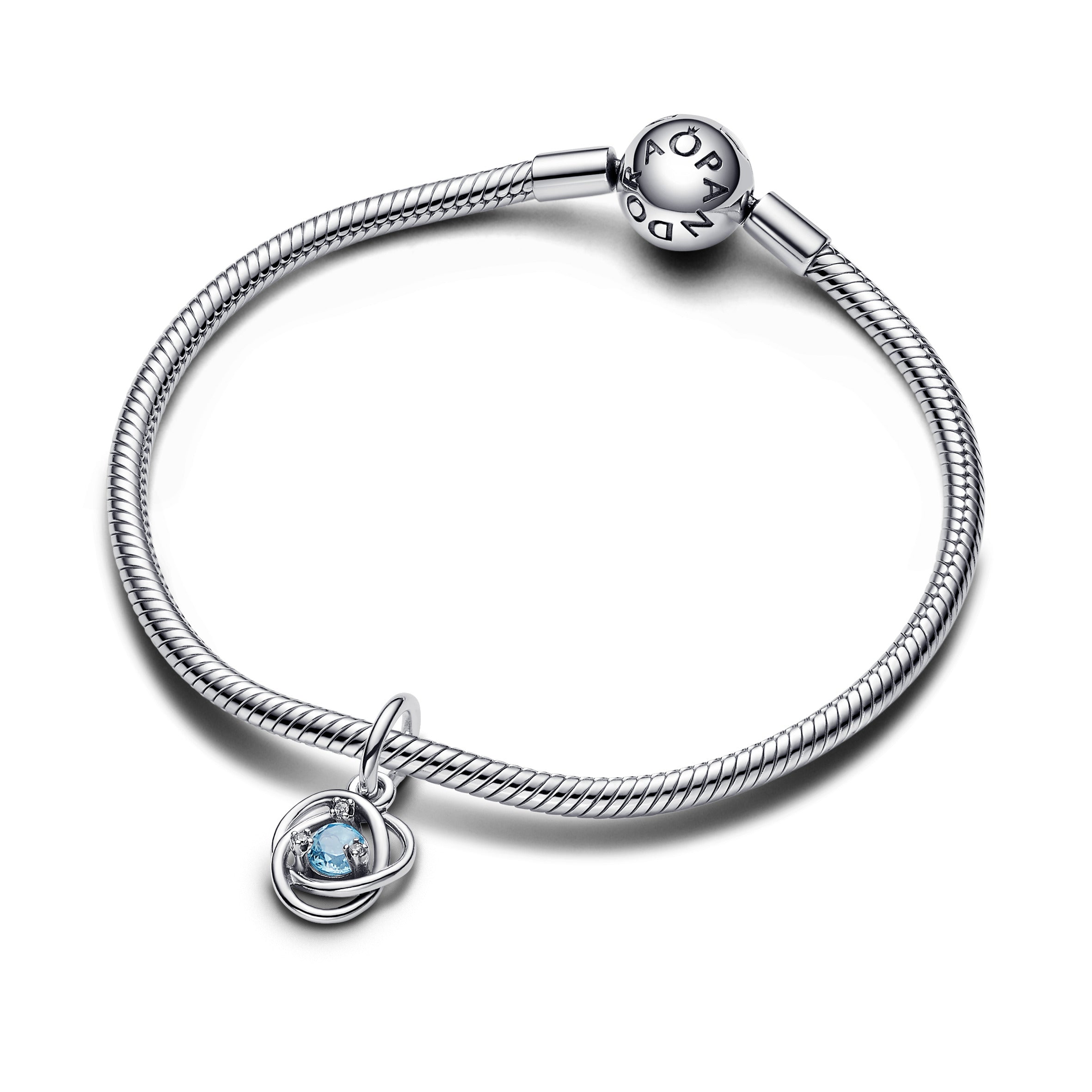 Sterling Silver Dangle With Sea Aqua Blue Crystal And Clear Cubic Zirconia