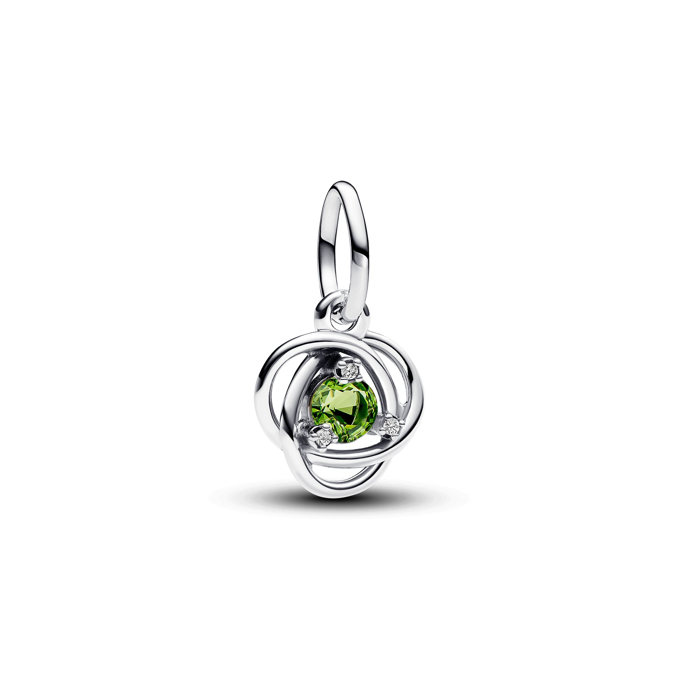 Sterling Silver Dangle With Spring Green Crystal And Clear Cubic Zirconia