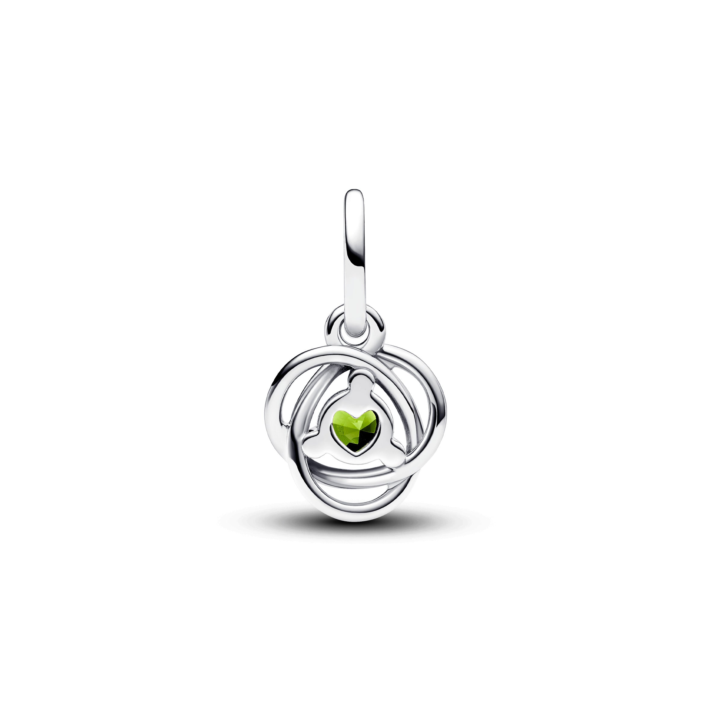 Sterling Silver Dangle With Spring Green Crystal And Clear Cubic Zirconia