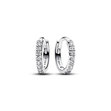 Sterling Silver Hoop Earrings With Clear Cubic Zirconia
