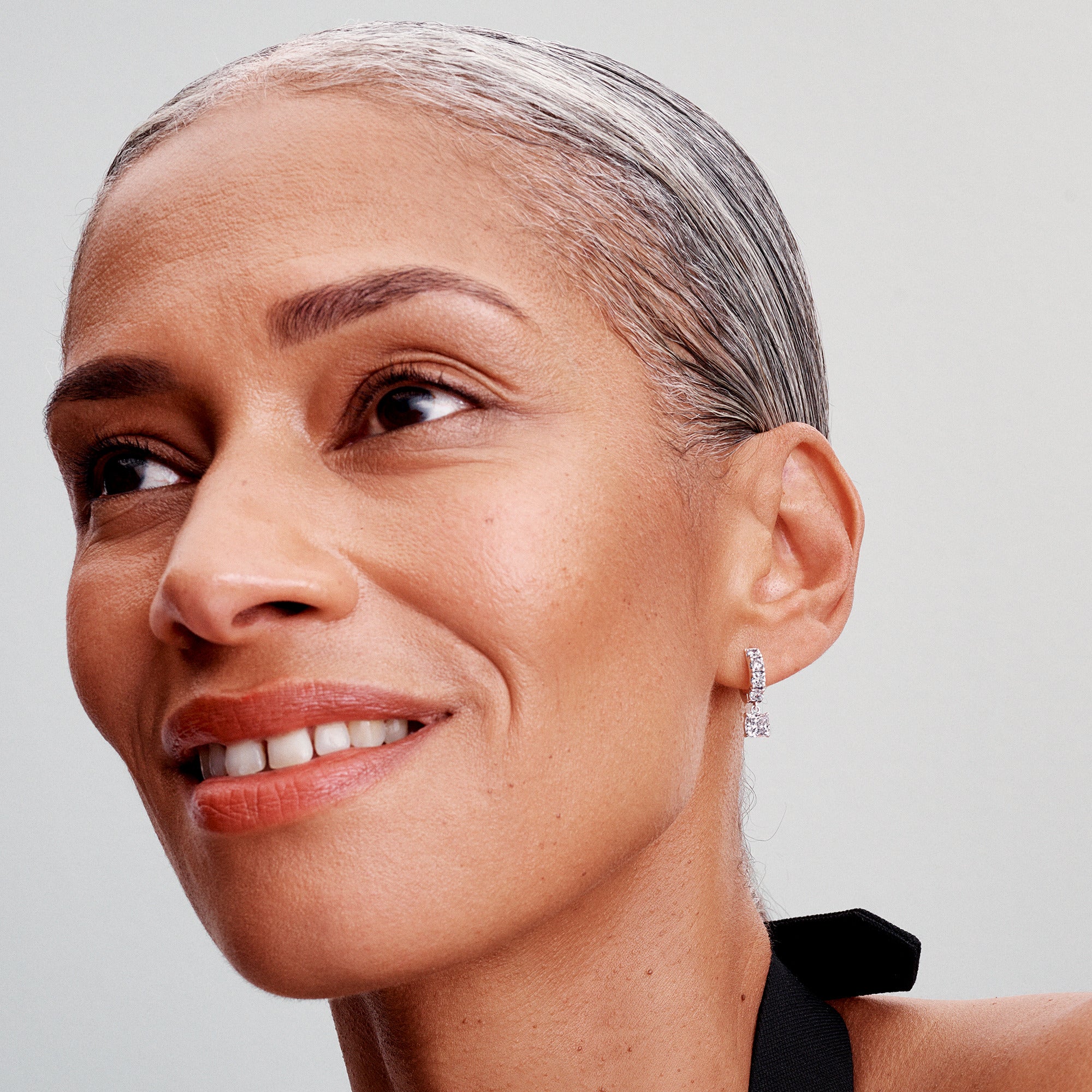 Sterling Silver Hoop Earrings With Clear Cubic Zirconia