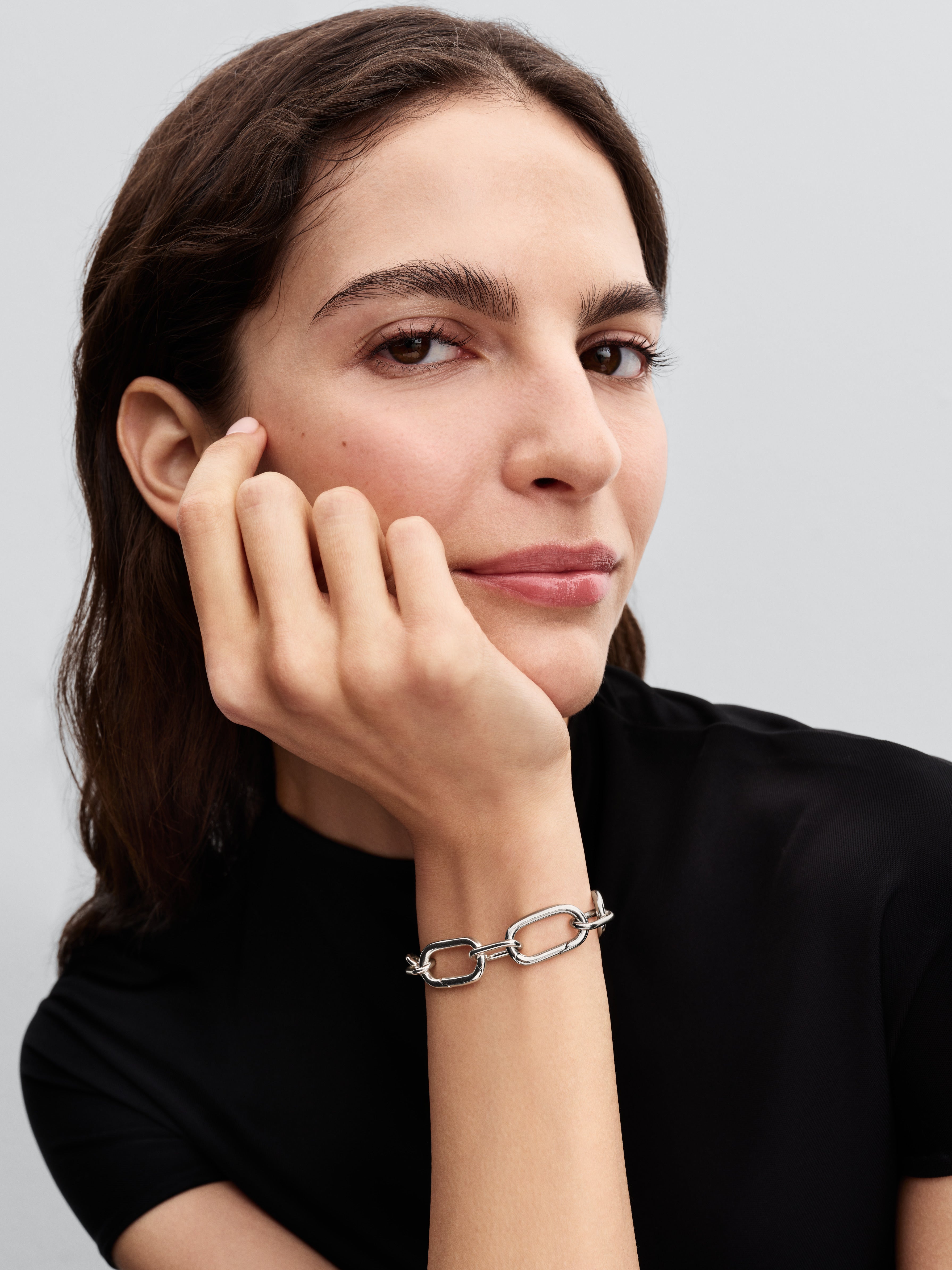 Sterling Silver Link Bracelet With 3 Large Openable Links