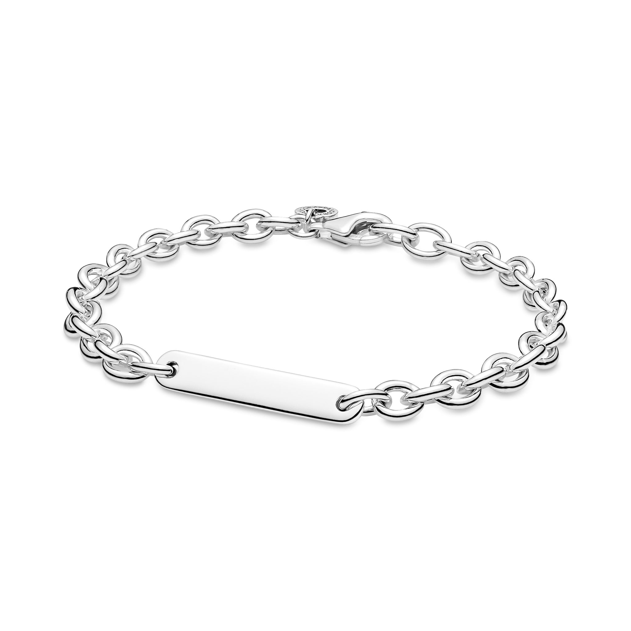 Sterling Silver Link Bracelet With Engravable Bar