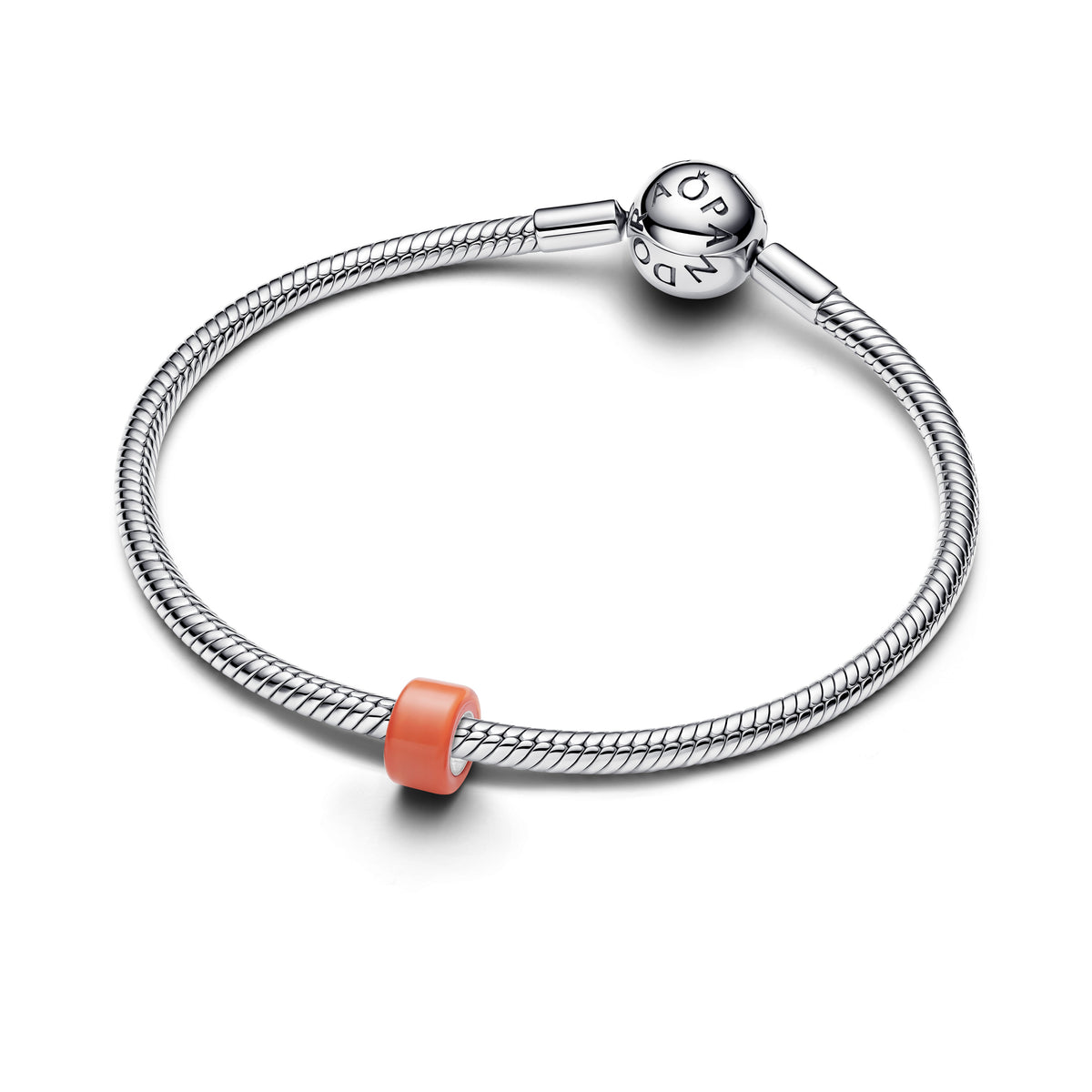 Sterling Silver Mini Charm With Orange Murano Glass