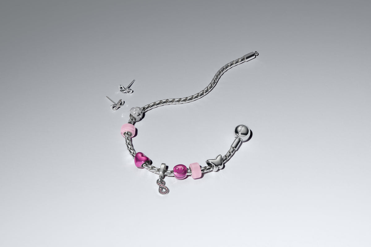 Sterling Silver Mini Charm With Pink Murano Glass