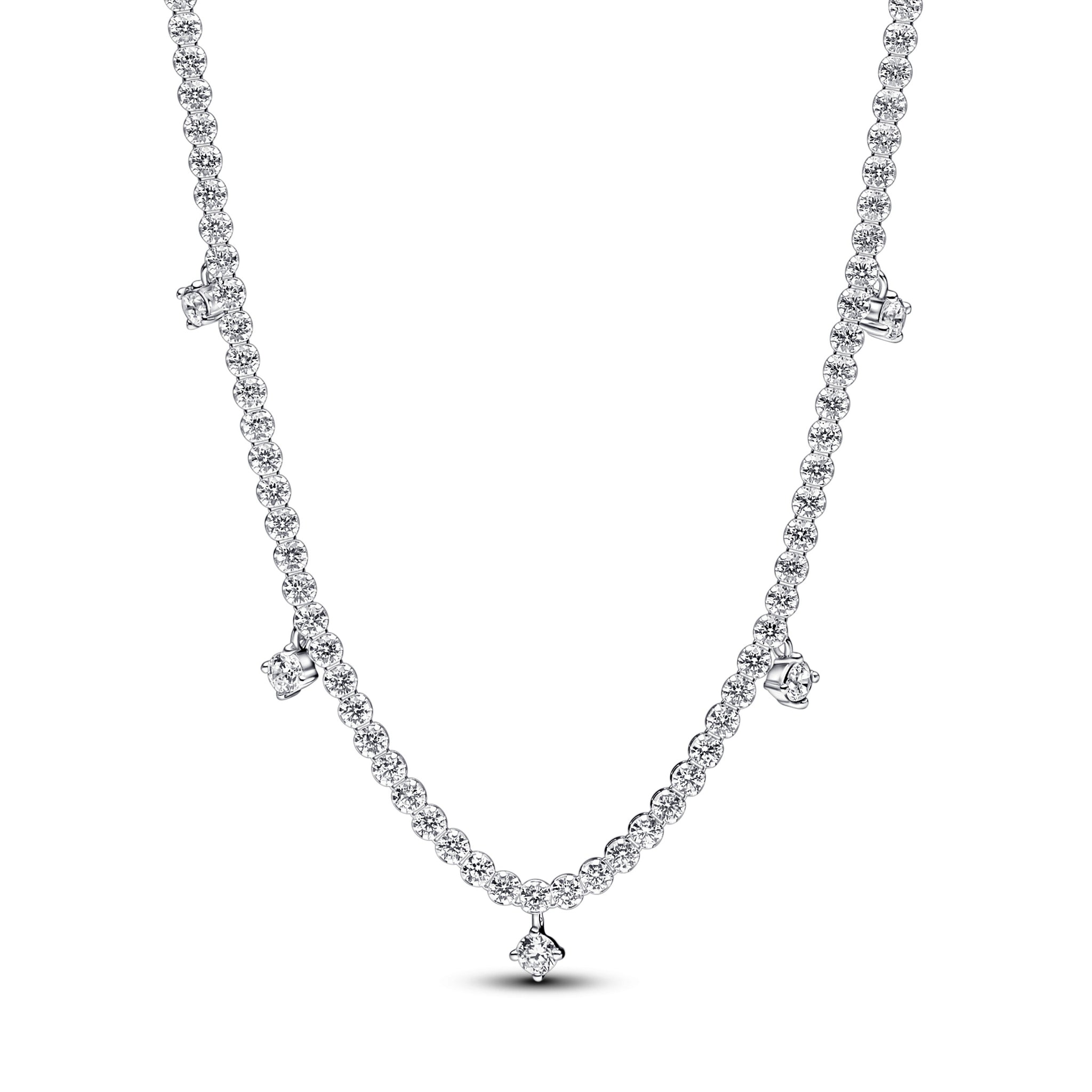Sterling Silver Necklace With Clear Cubic Zirconia