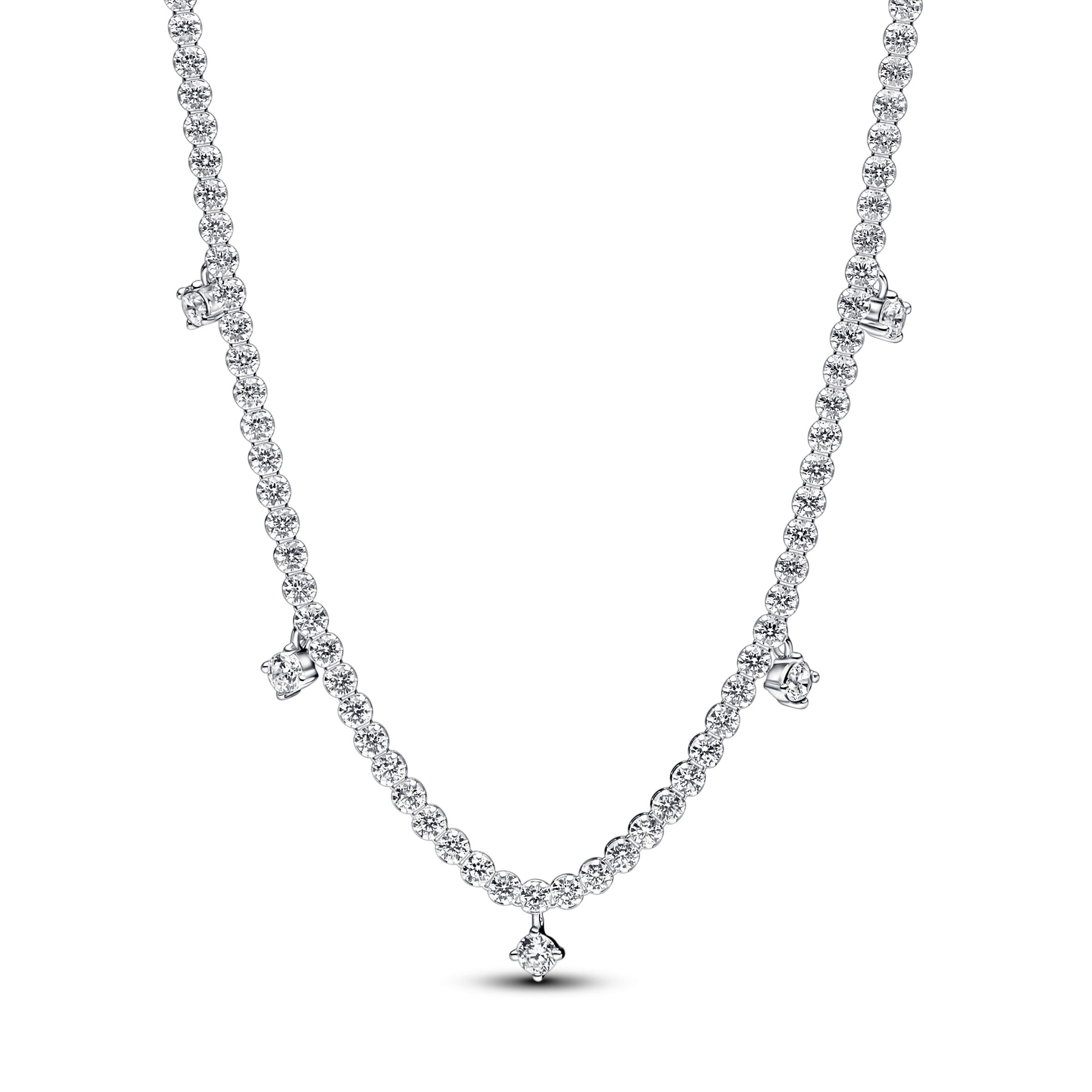 Sterling Silver Necklace With Clear Cubic Zirconia
