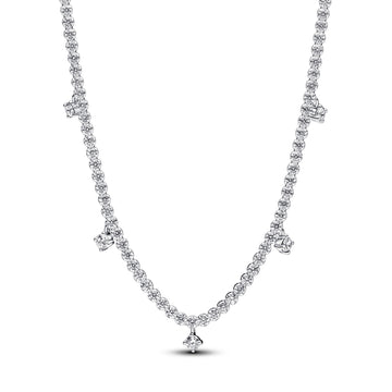 Sterling Silver Necklace With Clear Cubic Zirconia