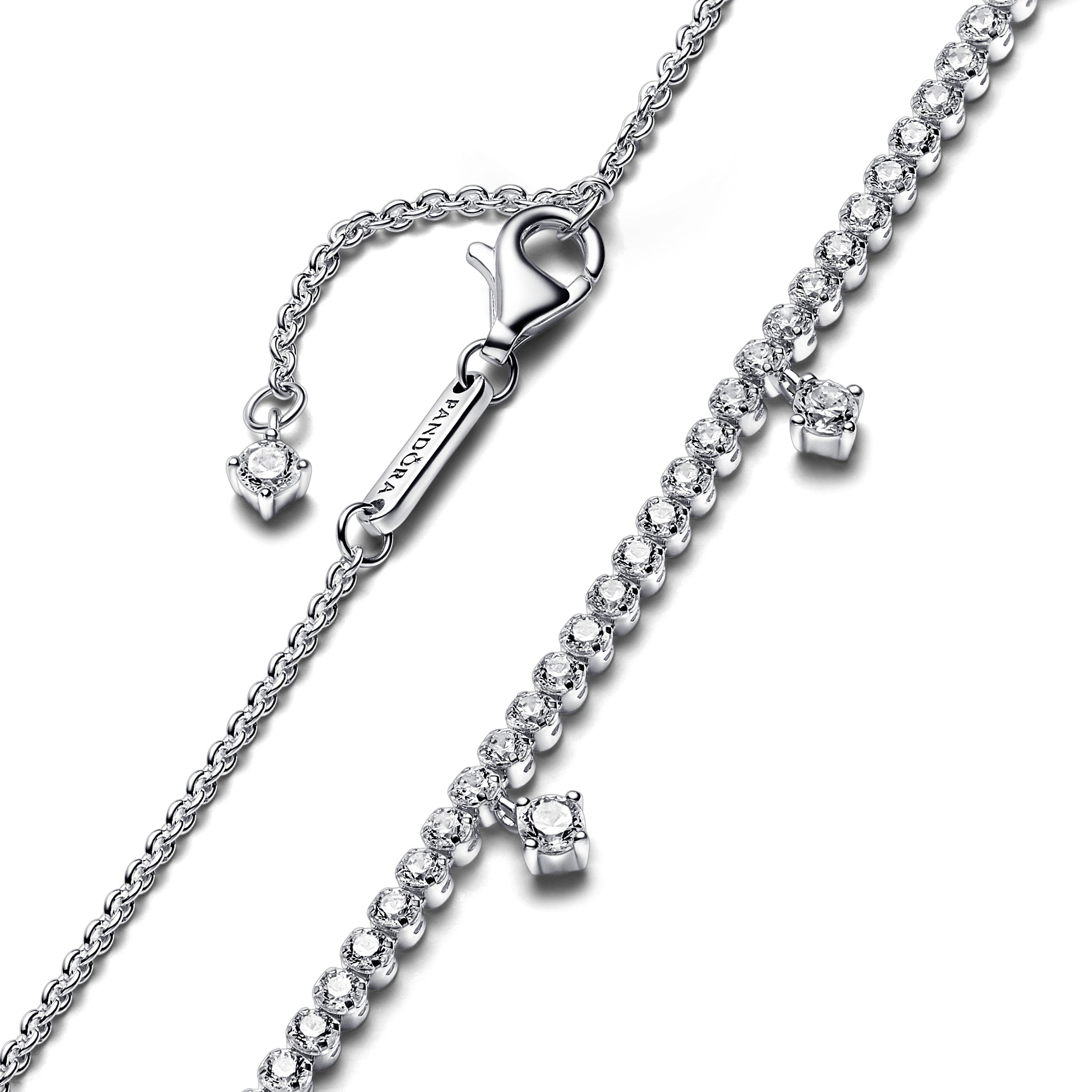 Sterling Silver Necklace With Clear Cubic Zirconia