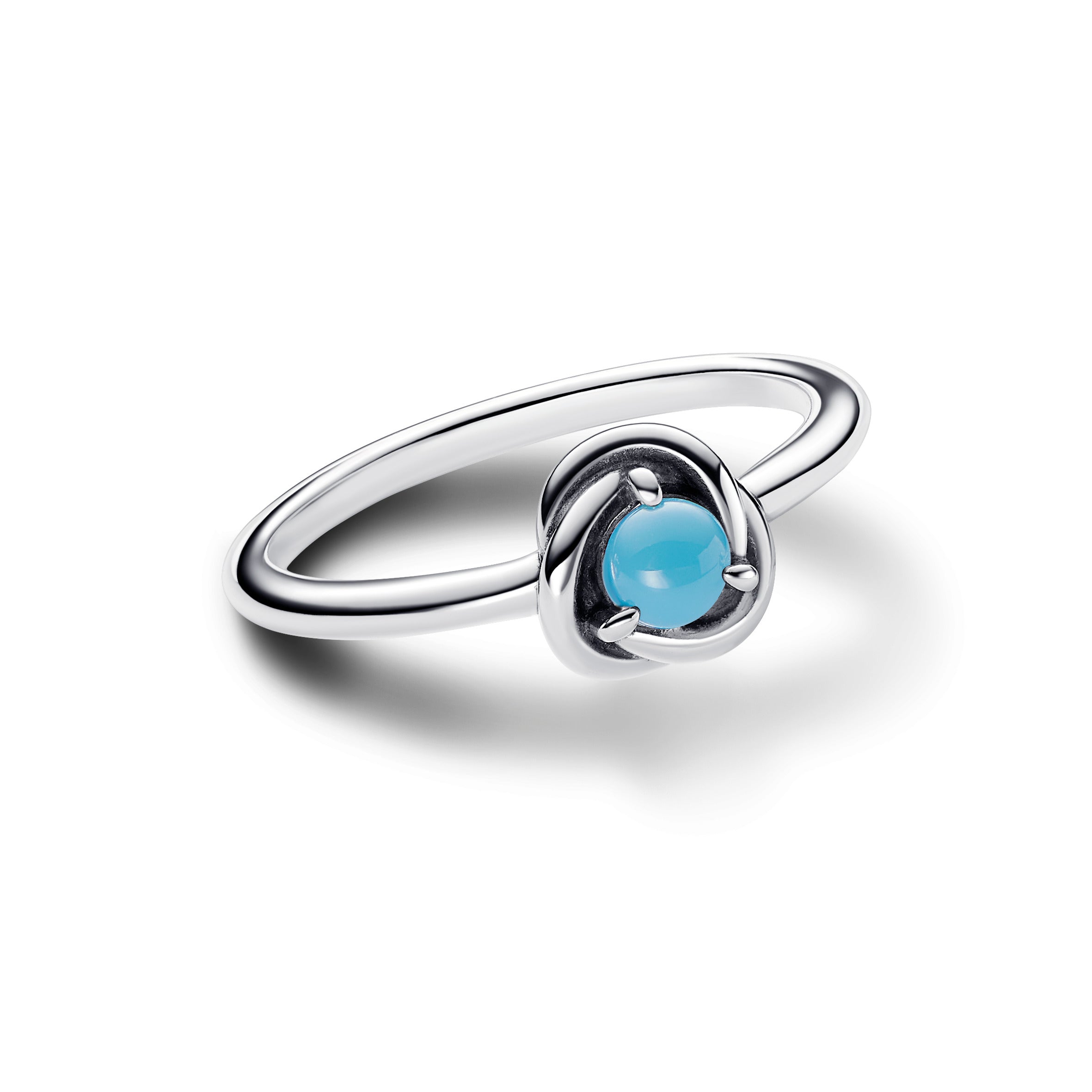Sterling Silver Ring With Capri Blue Crystal