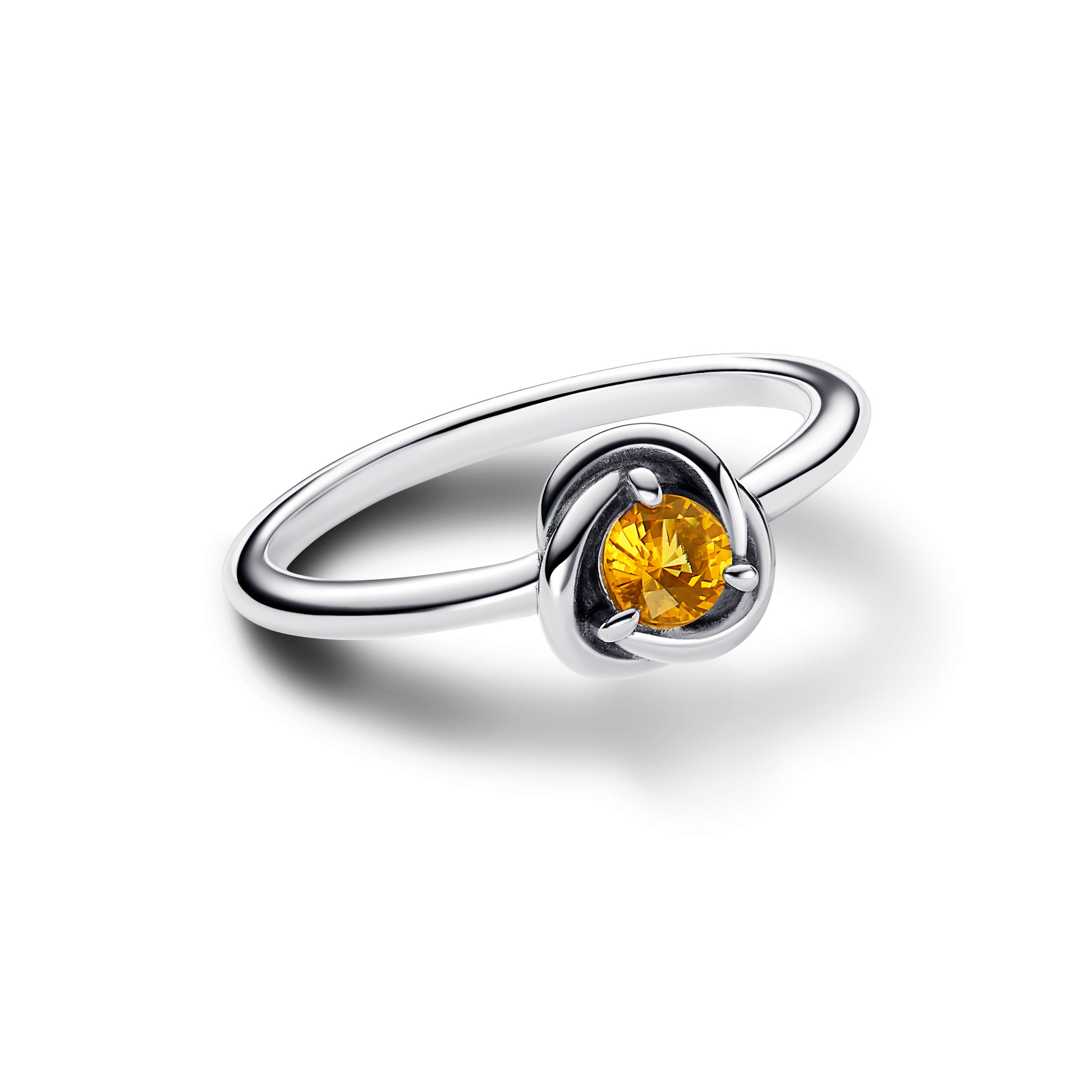 Sterling Silver Ring With Honey Coloured Crystal
