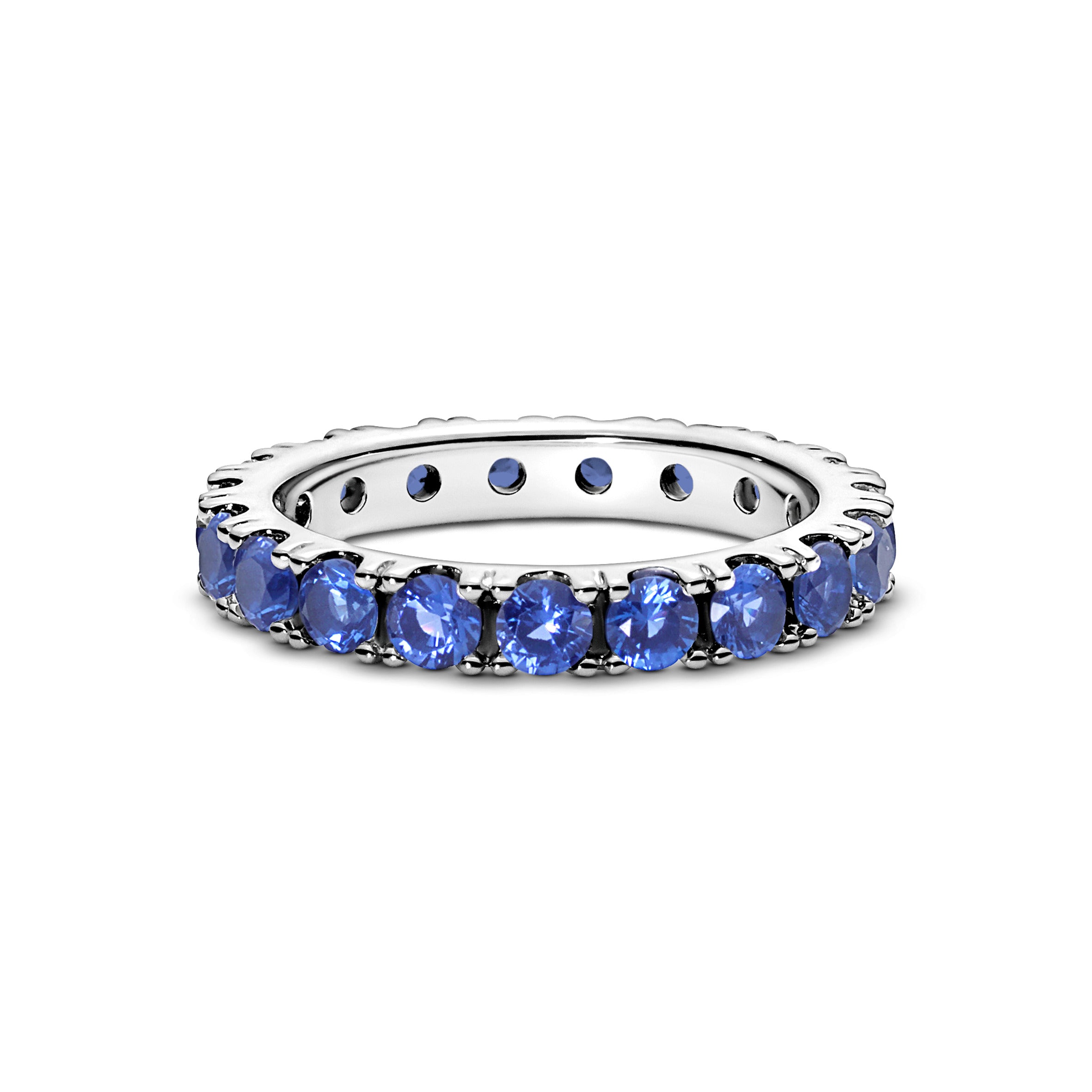 Sterling Silver Ring With Princess Blue Crystal