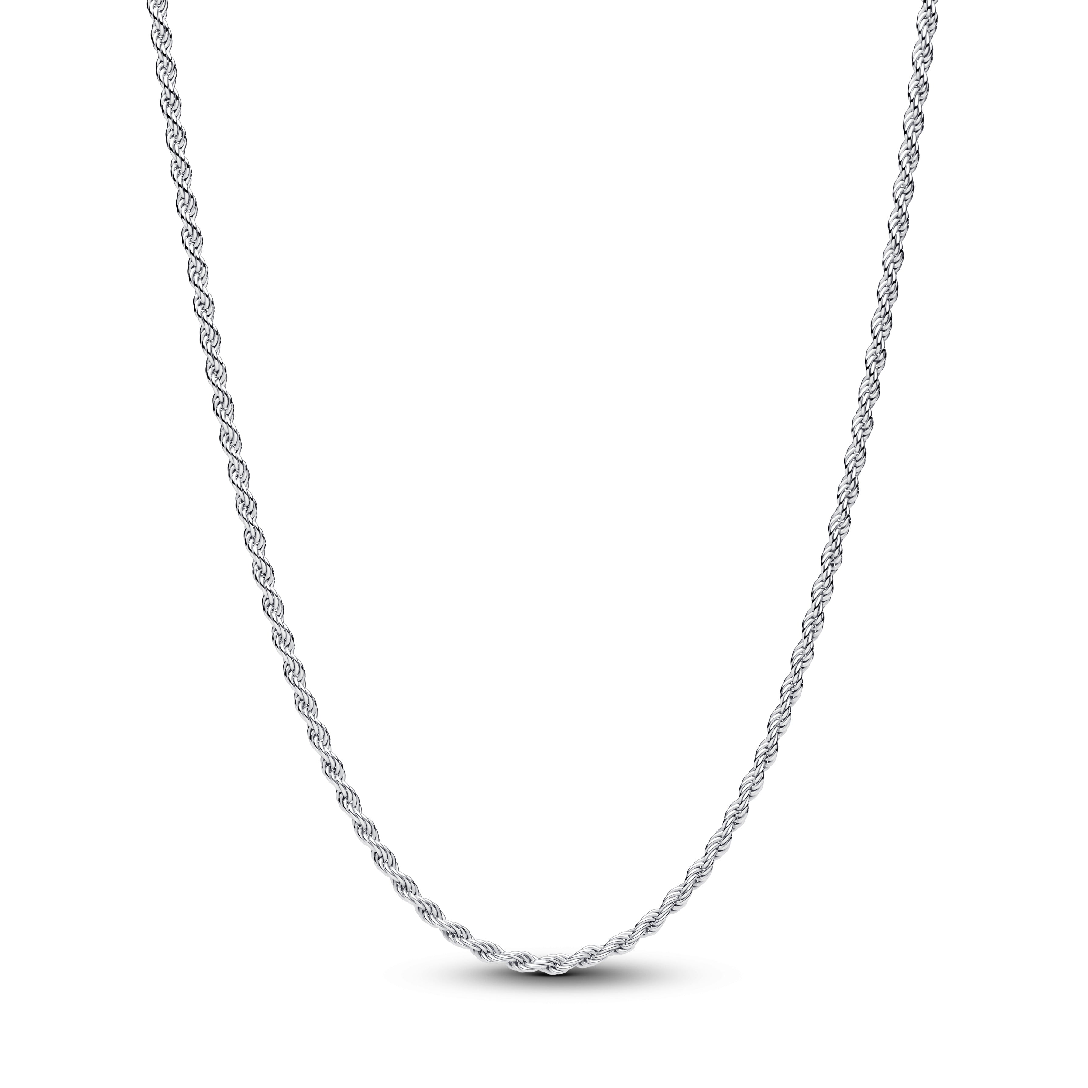 Sterling Silver Rope Chain Necklace With Sliding Clasp