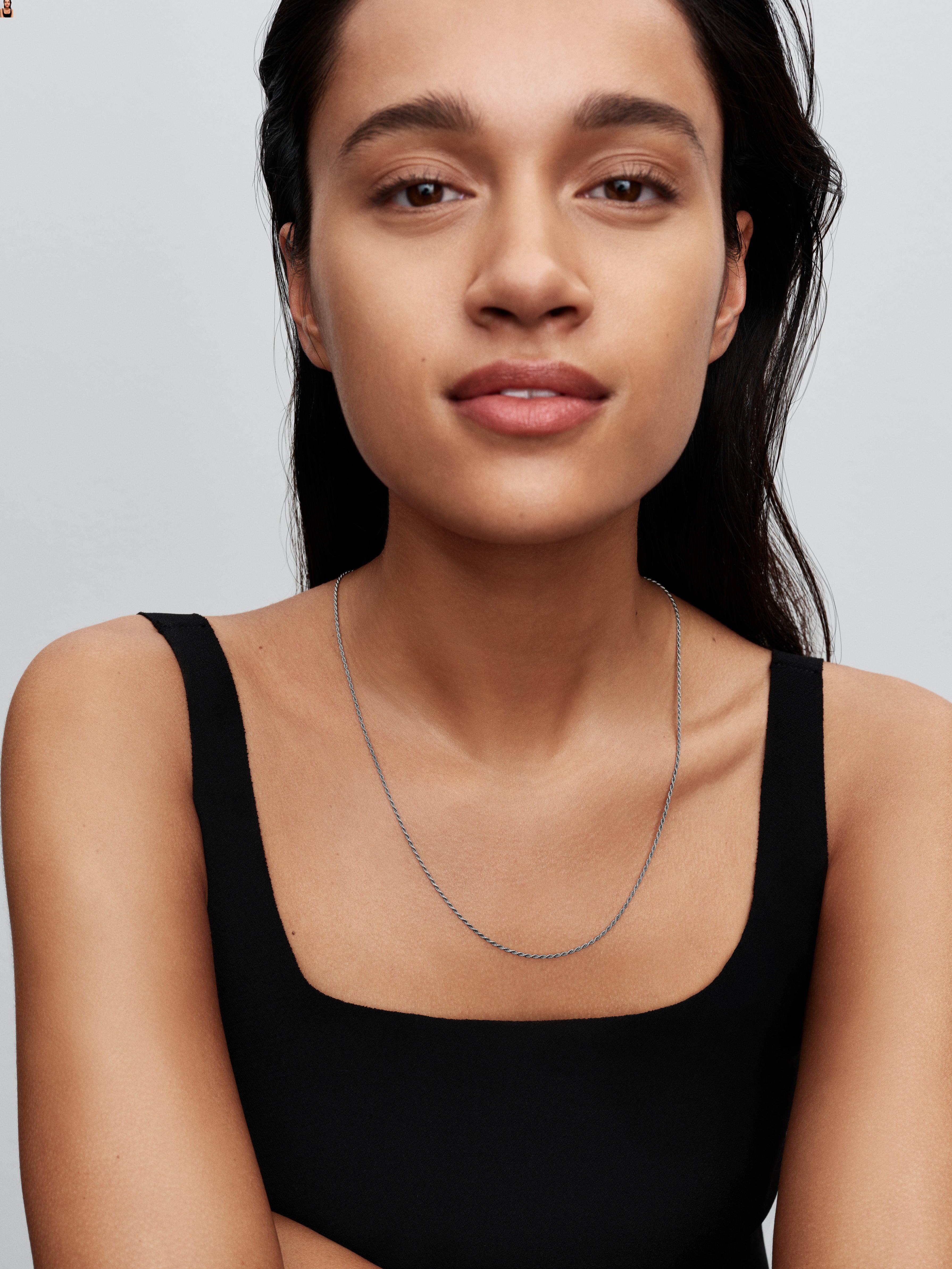 Sterling Silver Rope Chain Necklace With Sliding Clasp